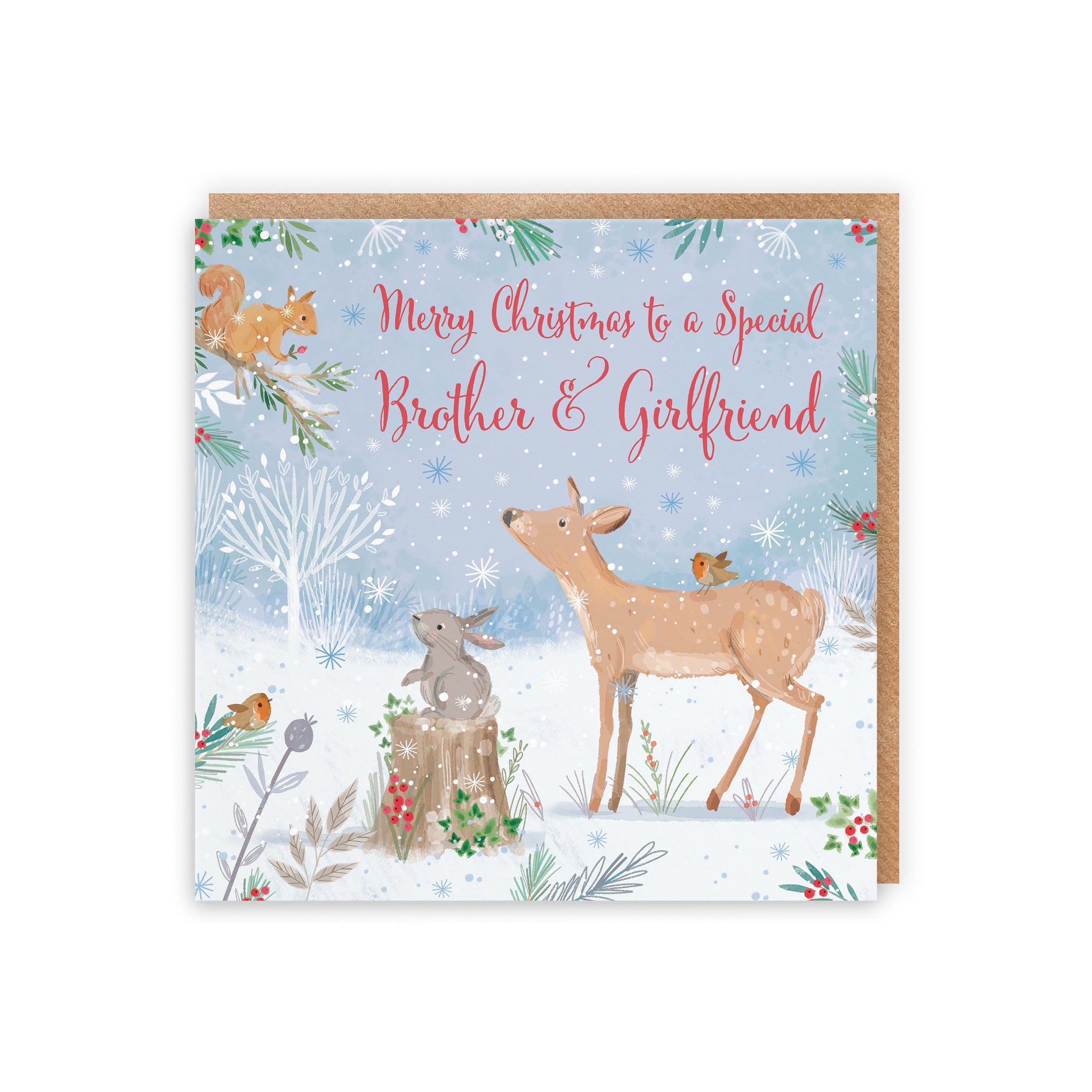 Cute Deer Brother And Girlfriend Christmas Card Nature's Treasures - Default Title (B0CMJ6C2T7)