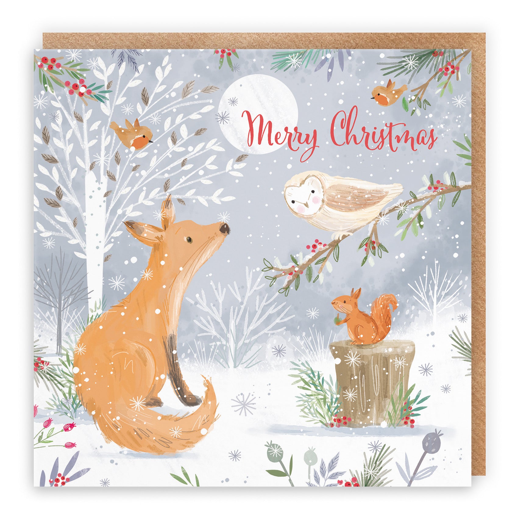 Merry Christmas Fox Family Fun Card Nature's Treasures - Default Title (B0CMJ6CP5F)