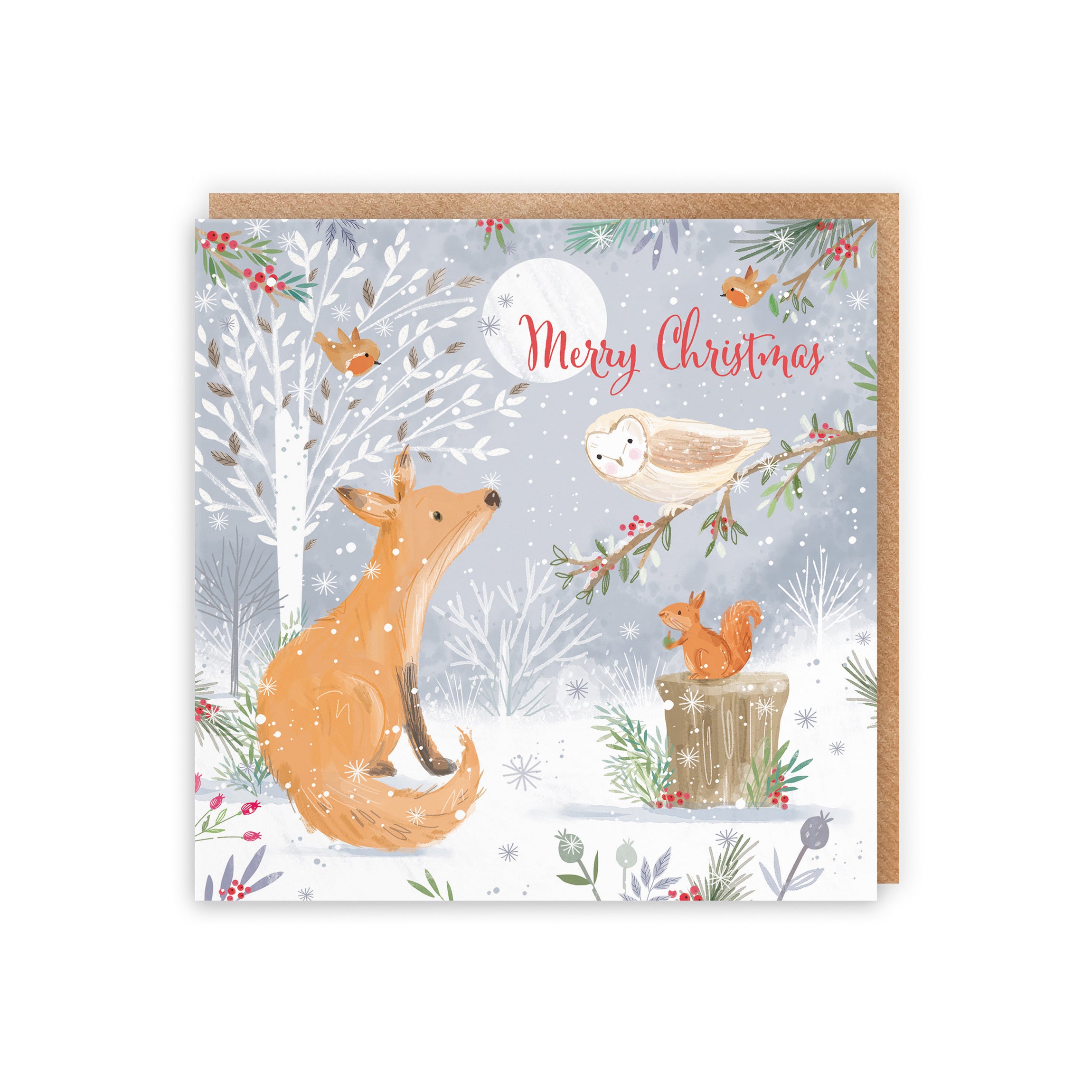 Merry Christmas Fox Family Fun Card Nature's Treasures - Default Title (B0CMJ6CP5F)