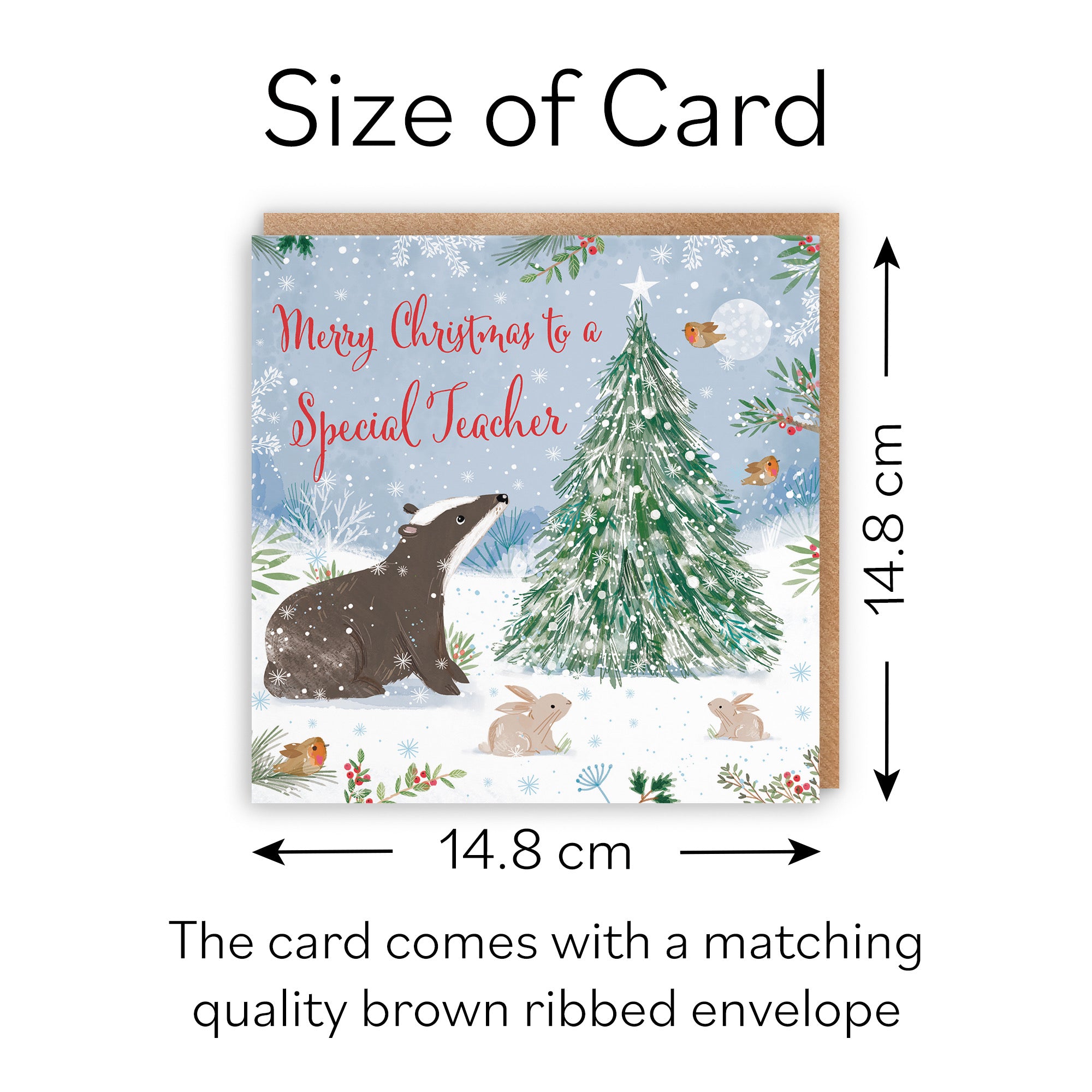 Cute Badger Teacher Christmas Card Nature's Treasures - Default Title (B0CMJ6LLKL)