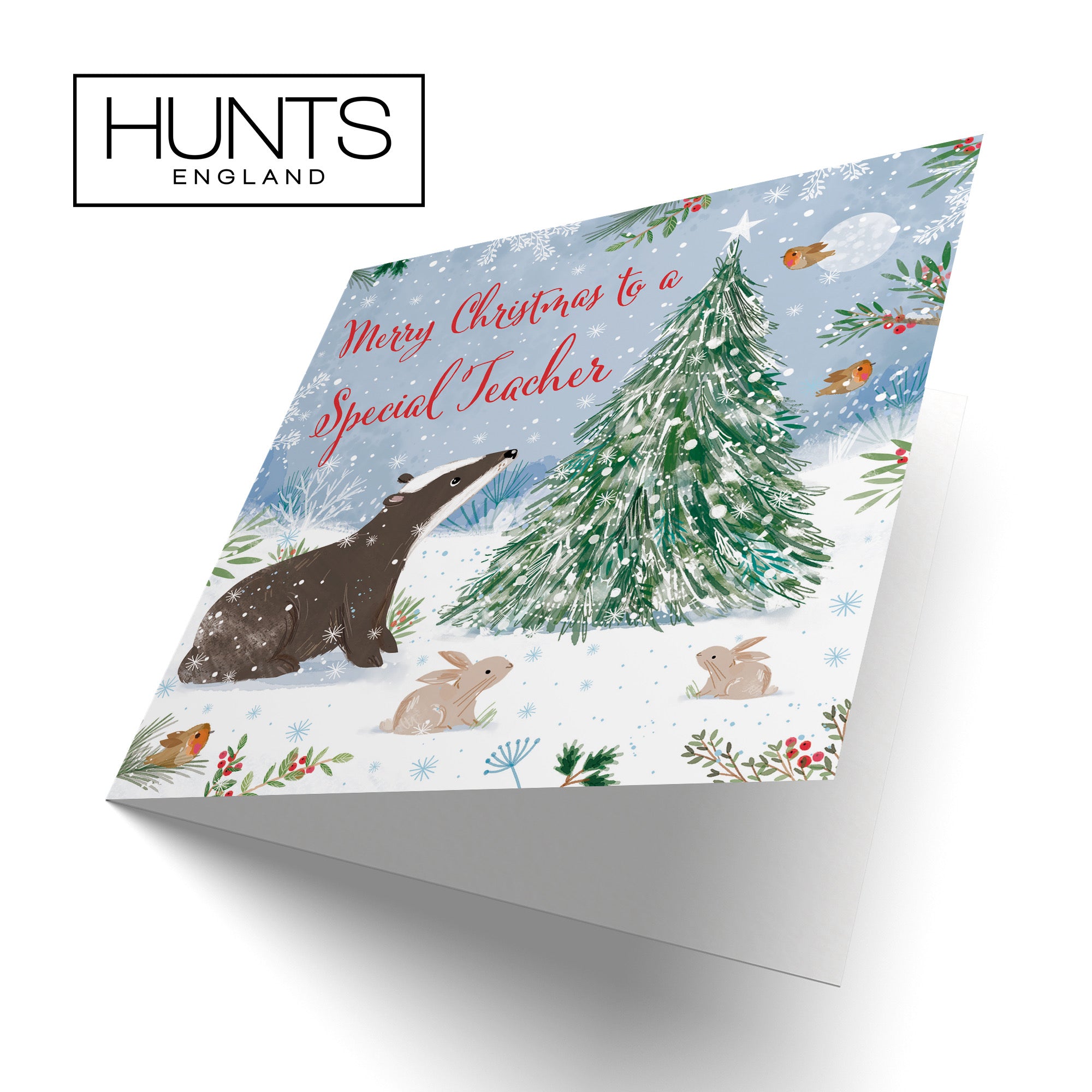 Cute Badger Teacher Christmas Card Nature's Treasures - Default Title (B0CMJ6LLKL)