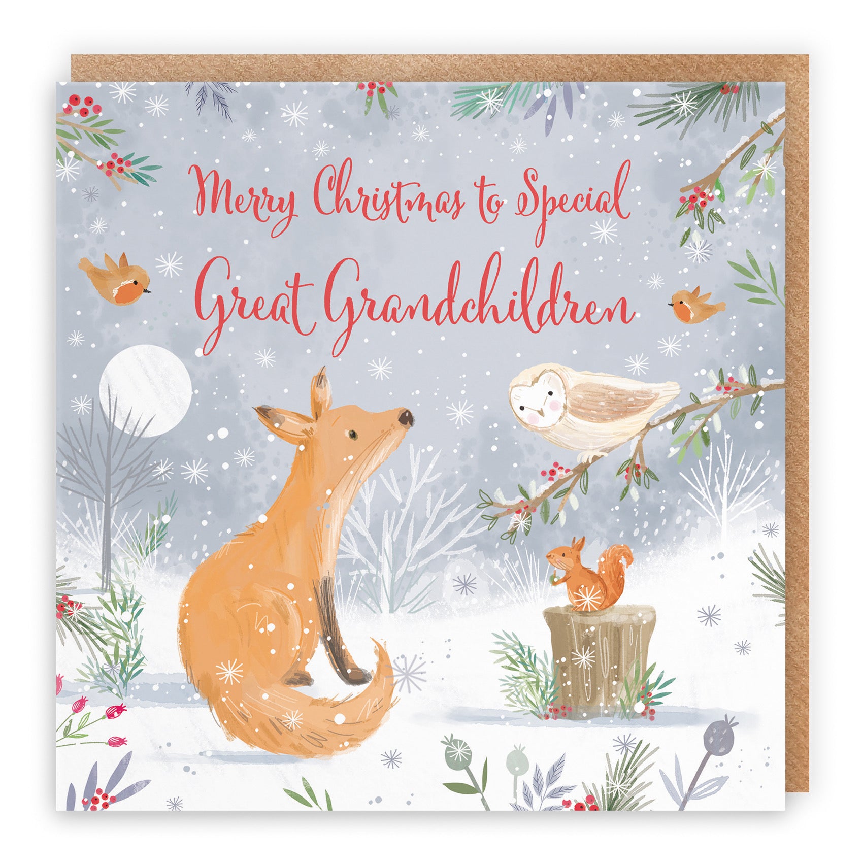 Great Grandchildren Cute Fox Christmas Card Nature's Treasures - Default Title (B0CMJ6Q356)