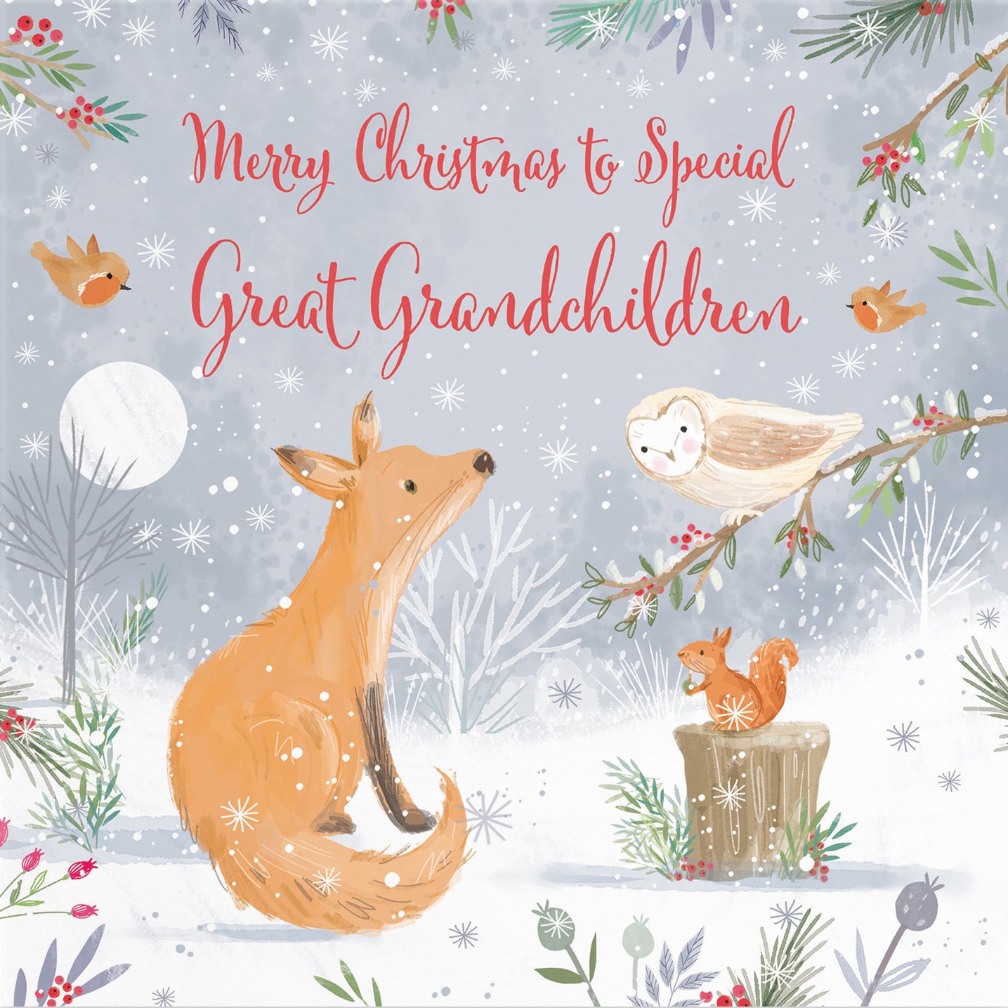 Great Grandchildren Cute Fox Christmas Card Nature's Treasures - Default Title (B0CMJ6Q356)