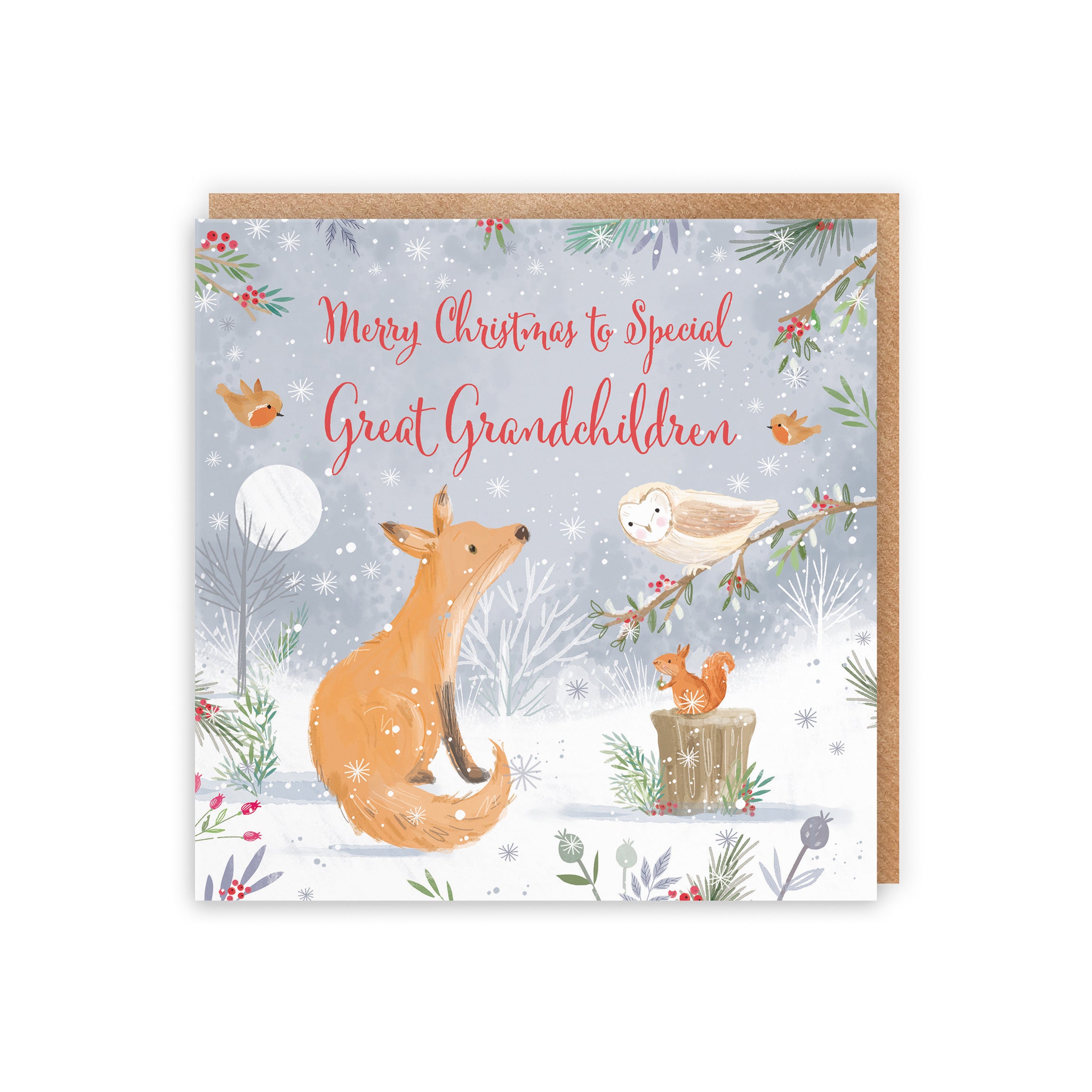 Great Grandchildren Cute Fox Christmas Card Nature's Treasures - Default Title (B0CMJ6Q356)