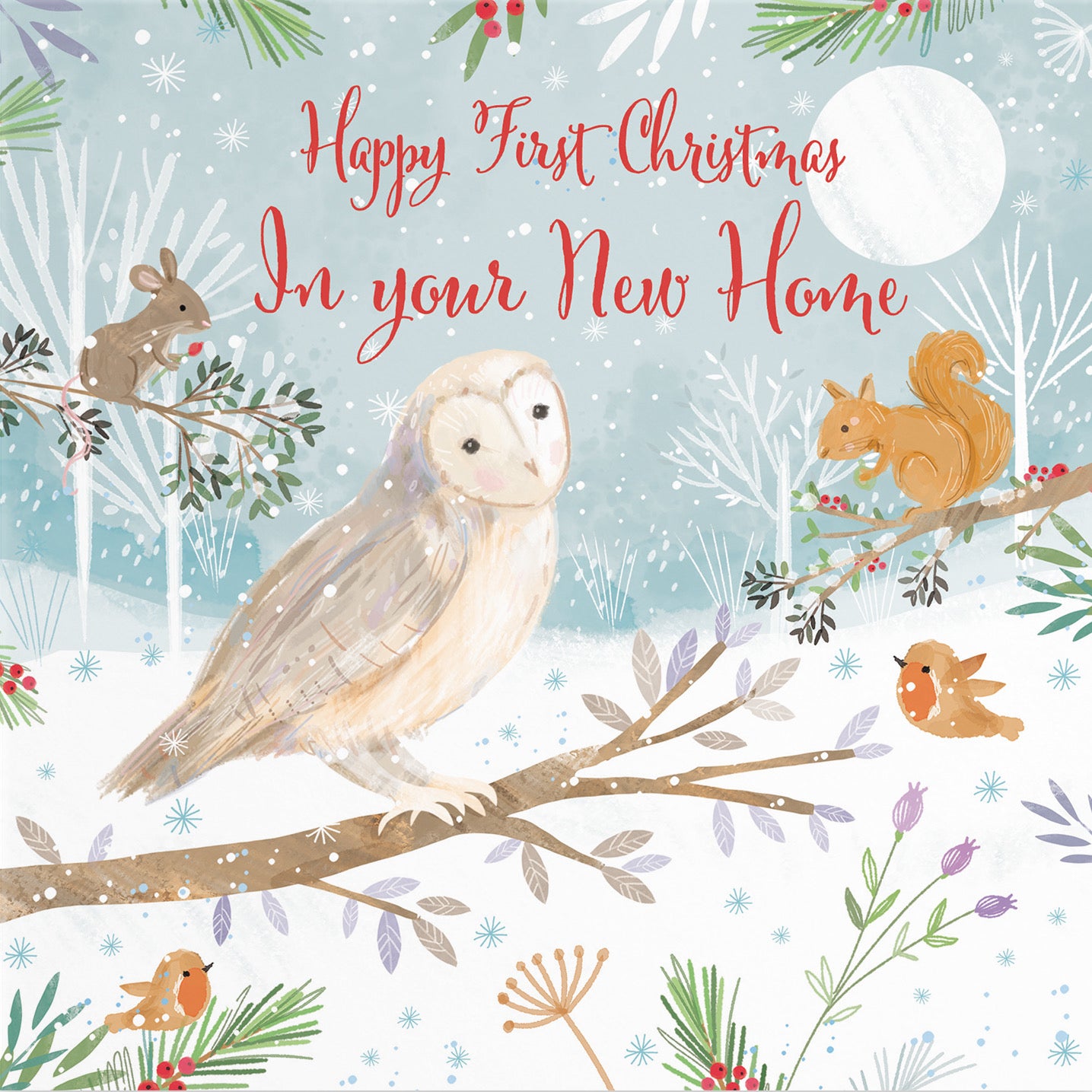 1st Christmas In New Home Cute Owl Card Nature's Treasures - Default Title (B0CMJ6R15L)