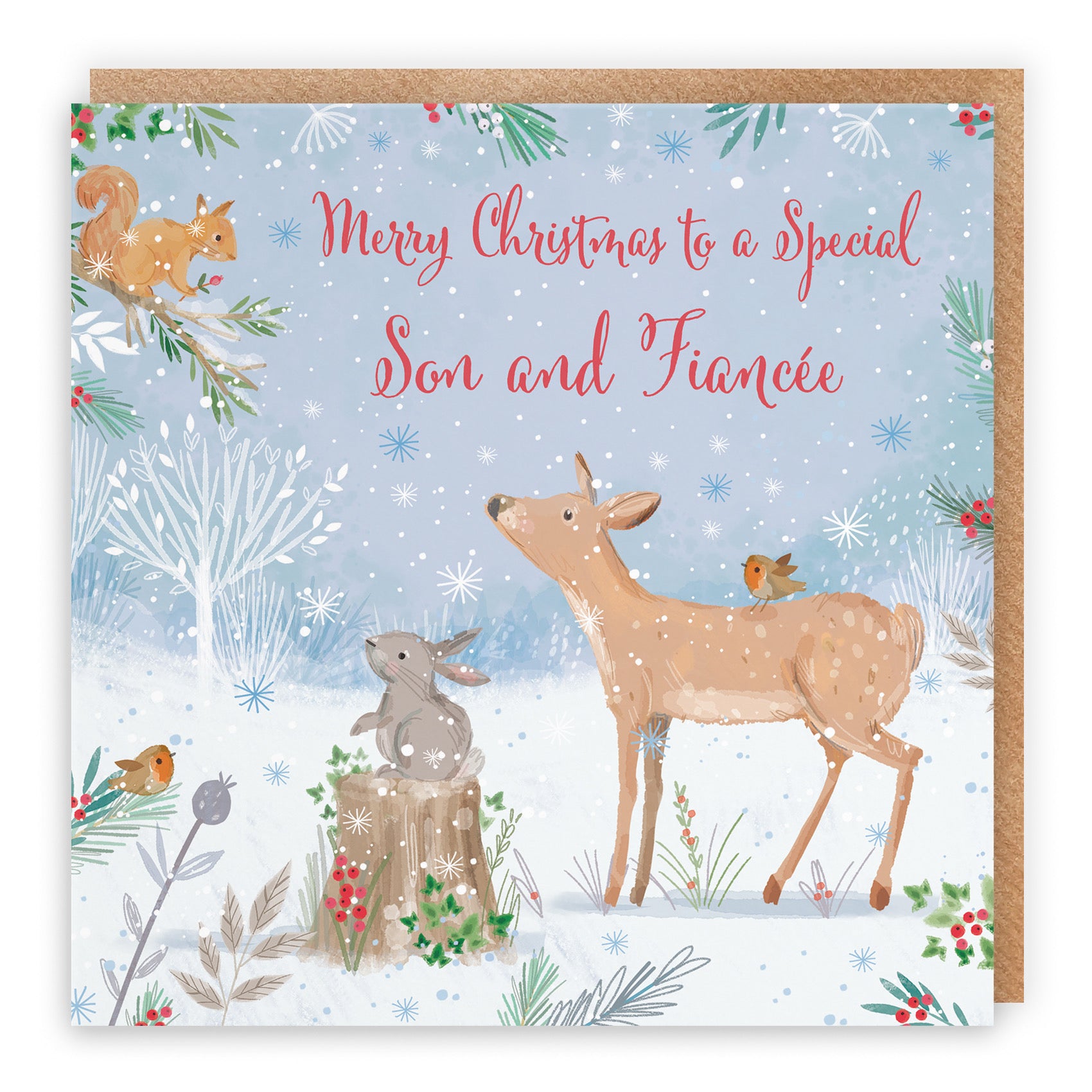 Son And Fiancée Cute Deer Christmas Card Nature's Treasures - Default Title (B0CMJ759Q1)