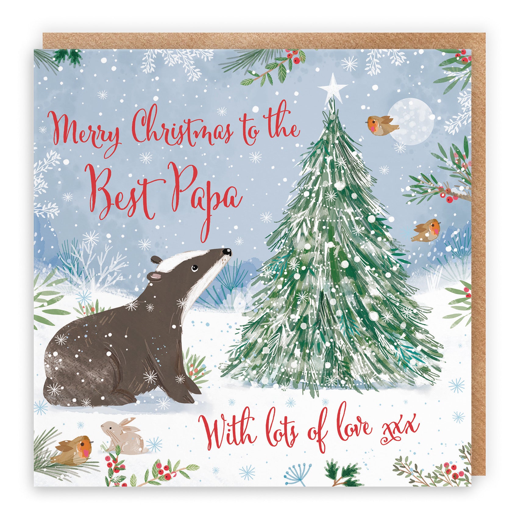 Cute Badger Papa Christmas Card Nature's Treasures - Default Title (B0CMJ75KP6)