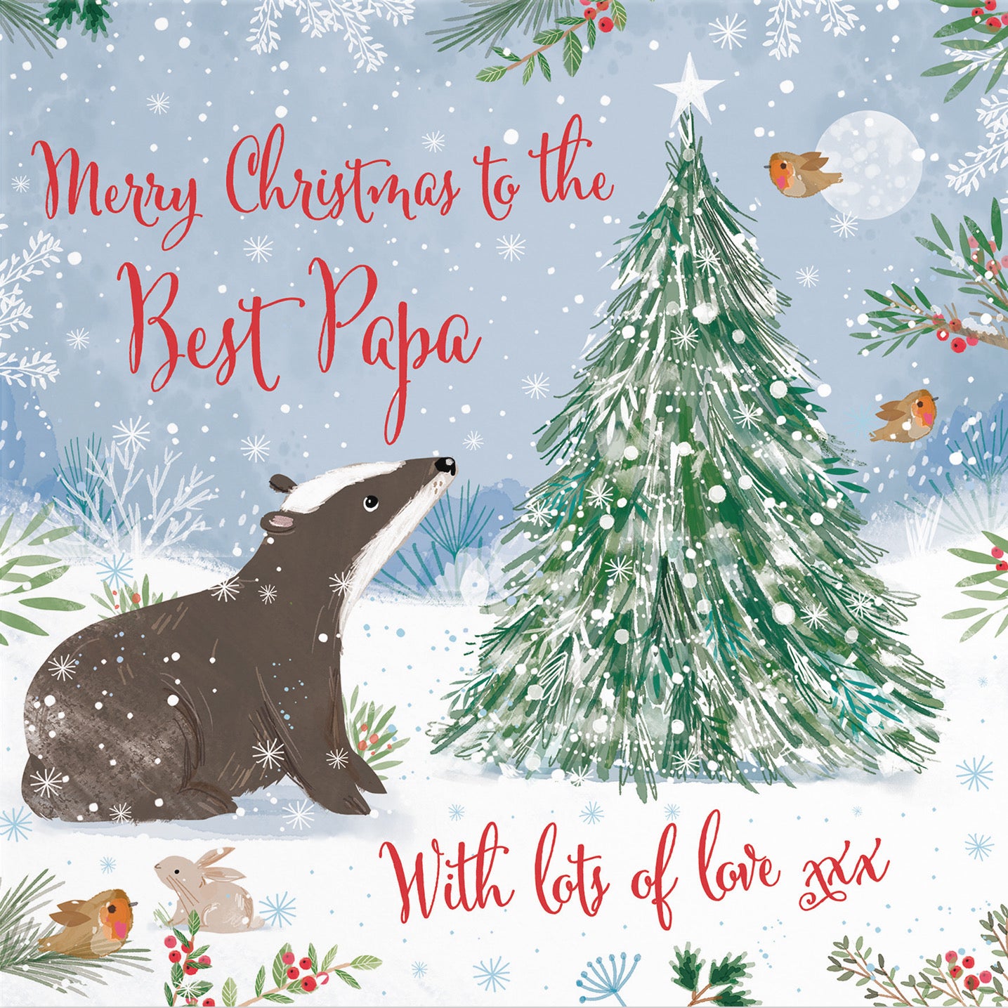 Cute Badger Papa Christmas Card Nature's Treasures - Default Title (B0CMJ75KP6)