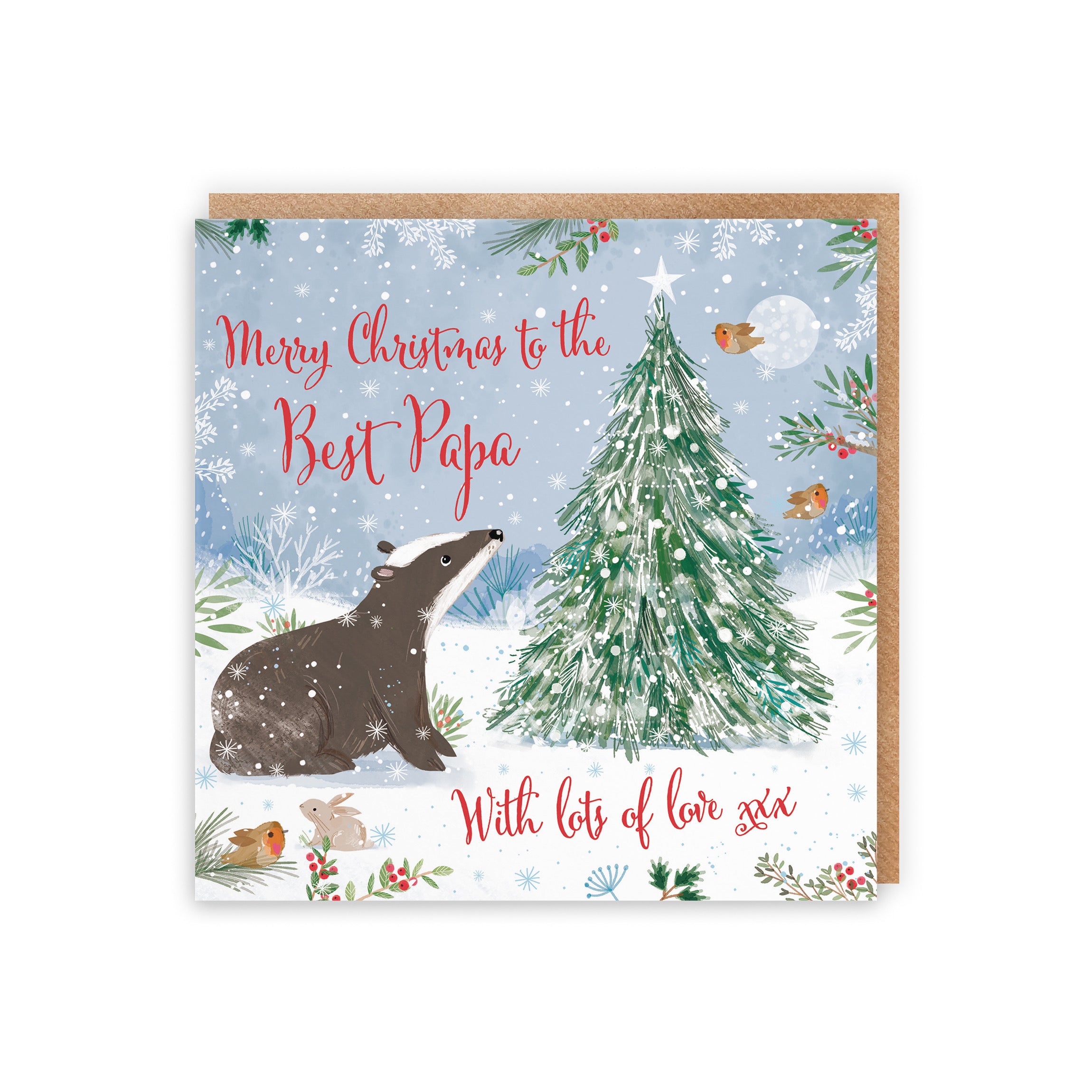 Cute Badger Papa Christmas Card Nature's Treasures - Default Title (B0CMJ75KP6)