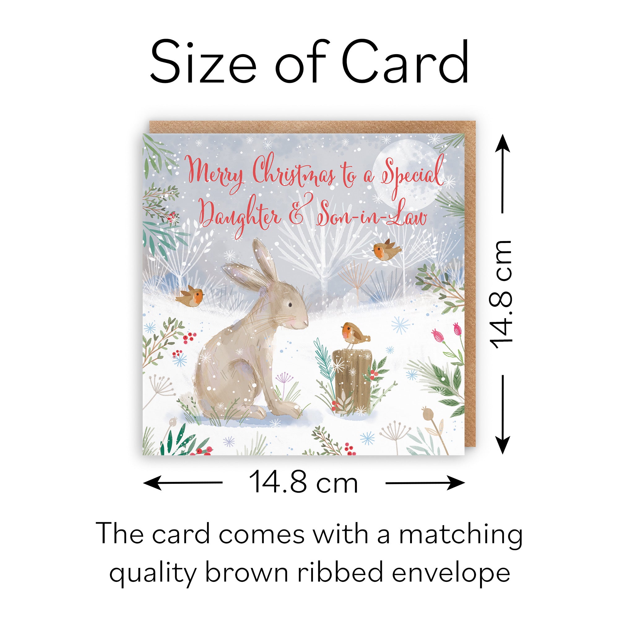 Daughter And Son In Law Cute Hare Christmas Card Nature's Treasures - Default Title (B0CMJ7CKQT)