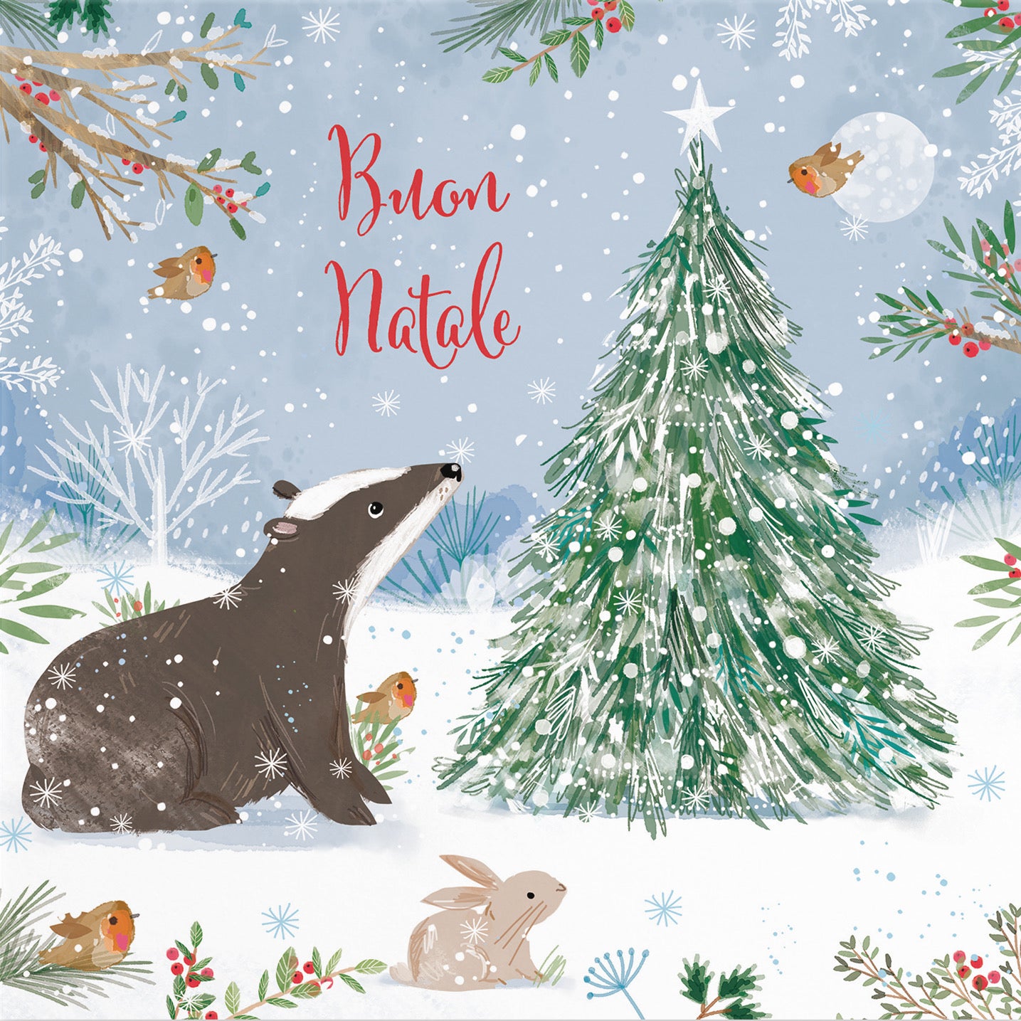 Badger Italian Christmas Card Nature's Treasures - Default Title (B0CMJ7QZGZ)