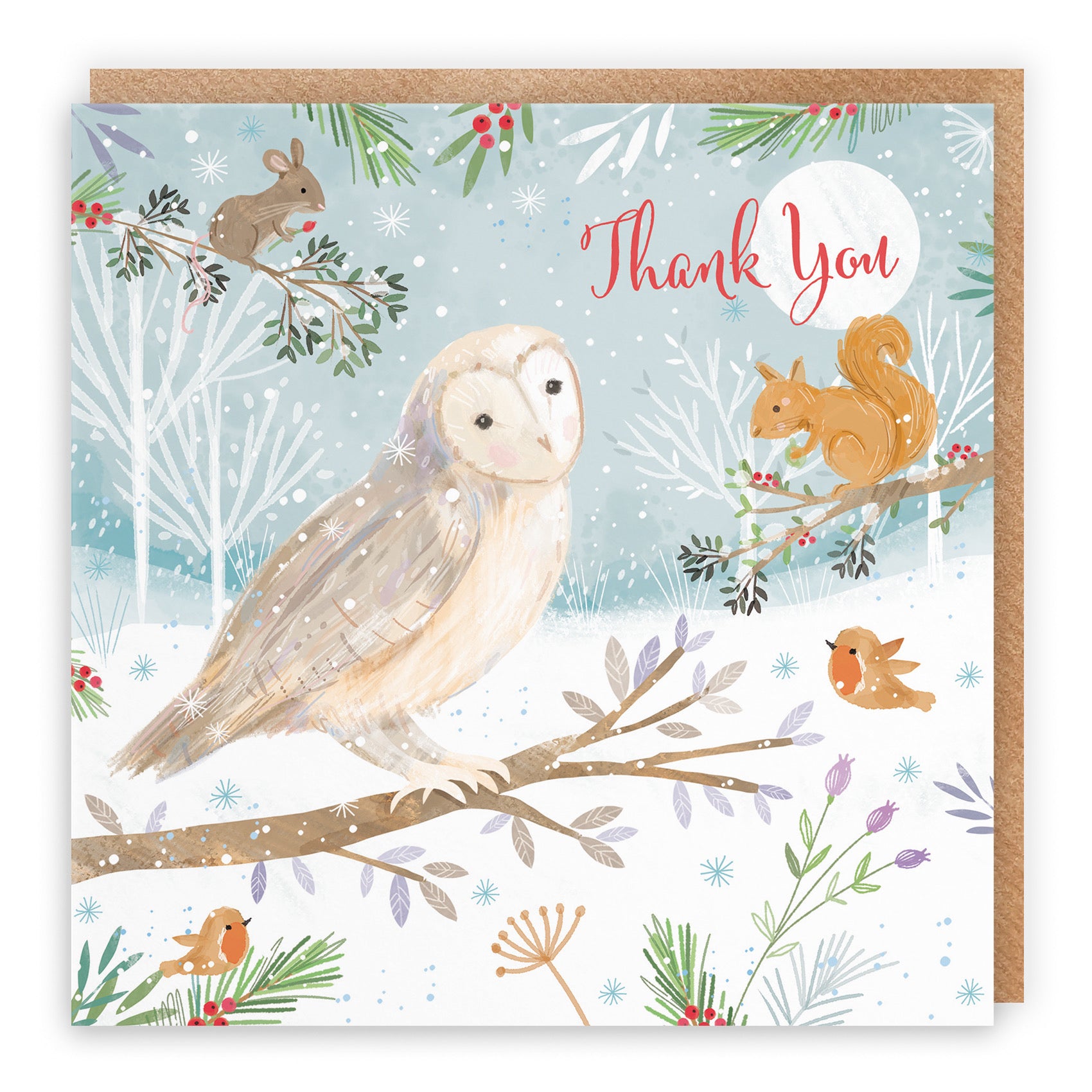 Thank You Cute Owl Christmas Card Nature's Treasures - Default Title (B0CMJ7XMLF)