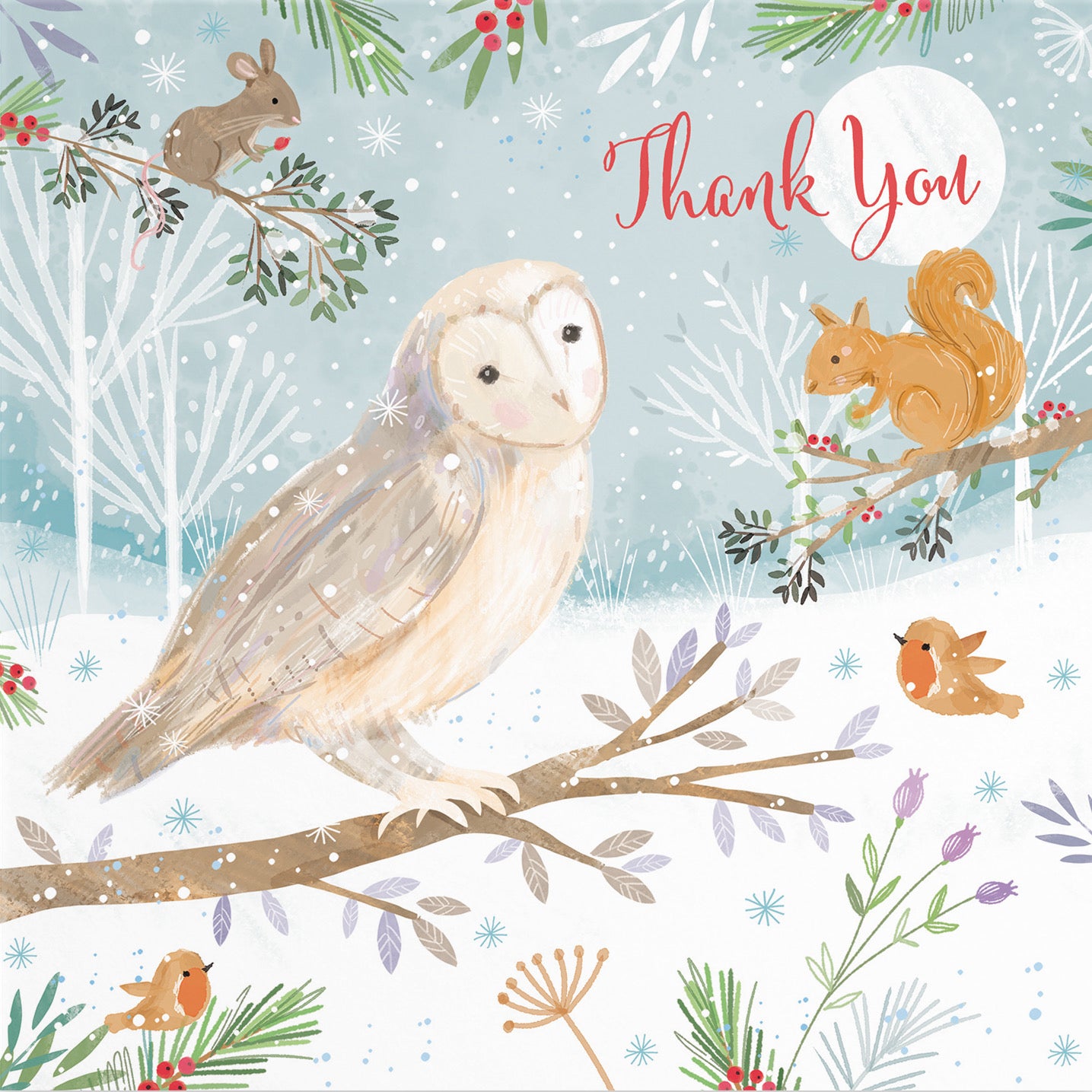 Thank You Cute Owl Christmas Card Nature's Treasures - Default Title (B0CMJ7XMLF)