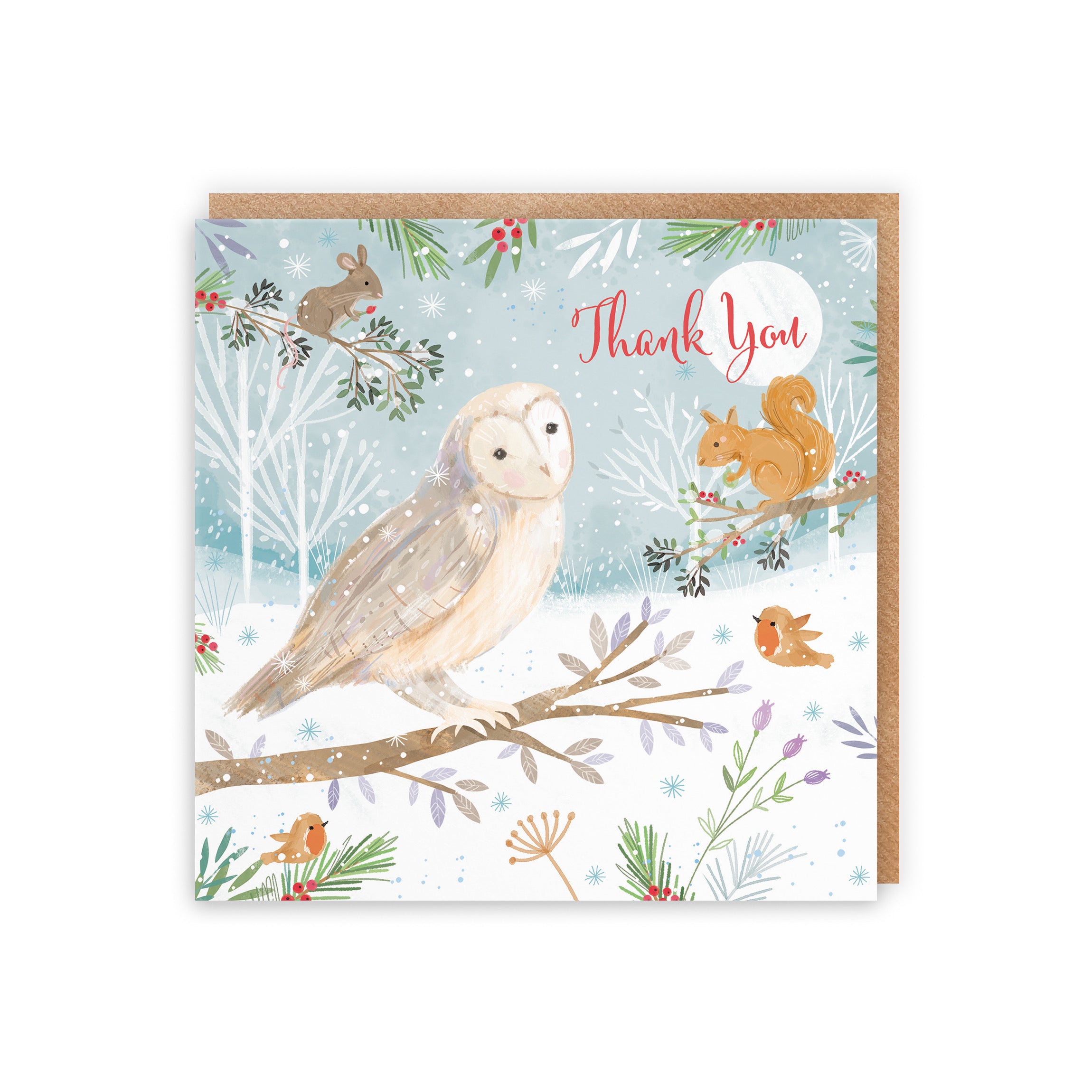 Thank You Cute Owl Christmas Card Nature's Treasures - Default Title (B0CMJ7XMLF)