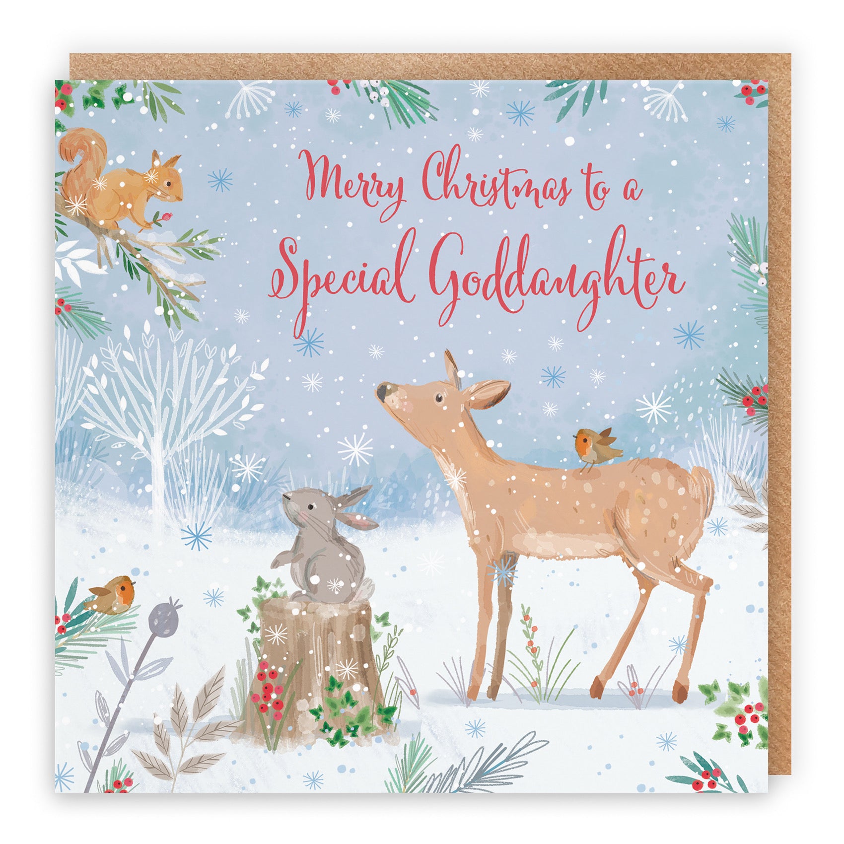 Goddaughter Cute Deer Christmas Card Nature's Treasures - Default Title (B0CMJ82FS7)