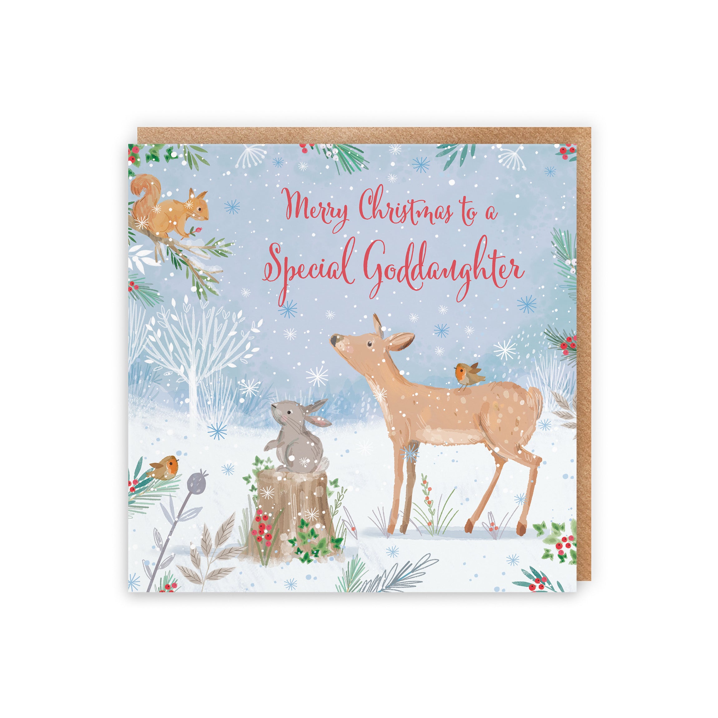 Goddaughter Cute Deer Christmas Card Nature's Treasures - Default Title (B0CMJ82FS7)