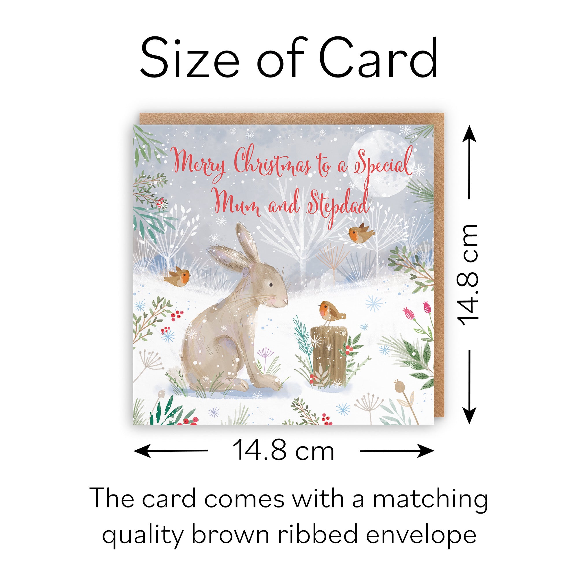 Mum And Stepdad Cute Hare Christmas Card Nature's Treasures - Default Title (B0CMJ876XD)