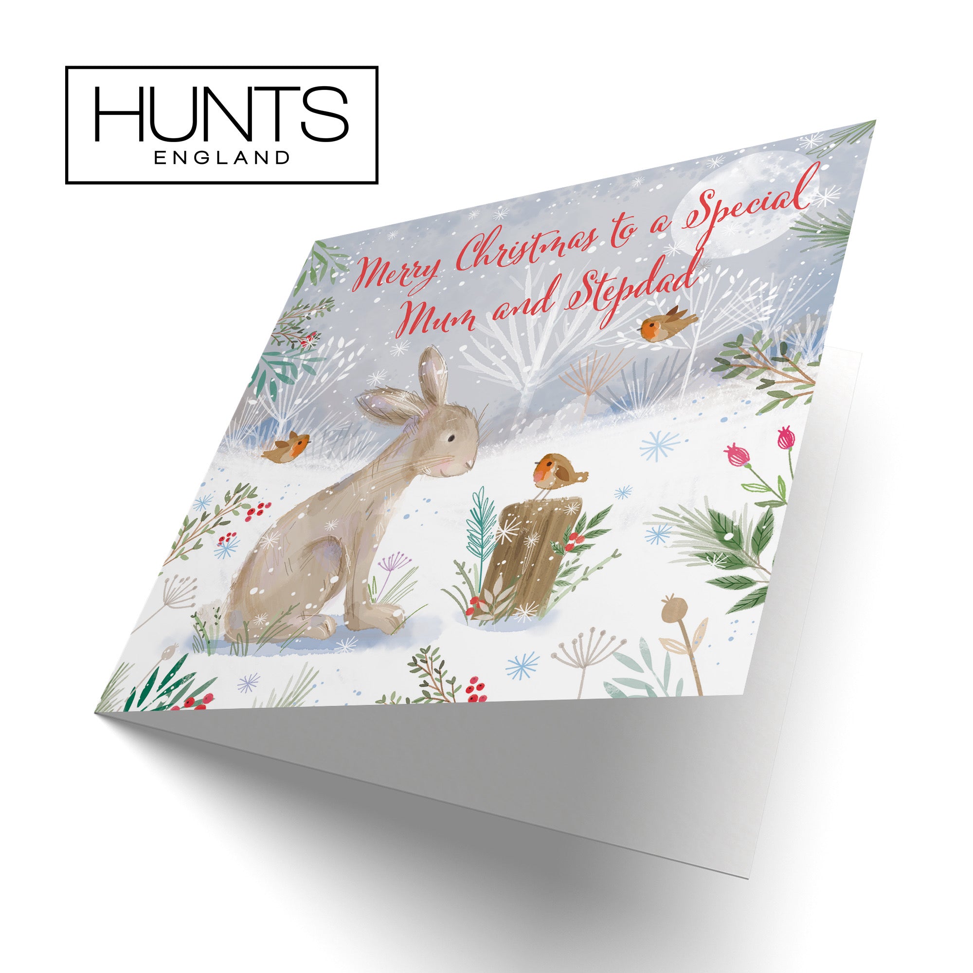 Mum And Stepdad Cute Hare Christmas Card Nature's Treasures - Default Title (B0CMJ876XD)