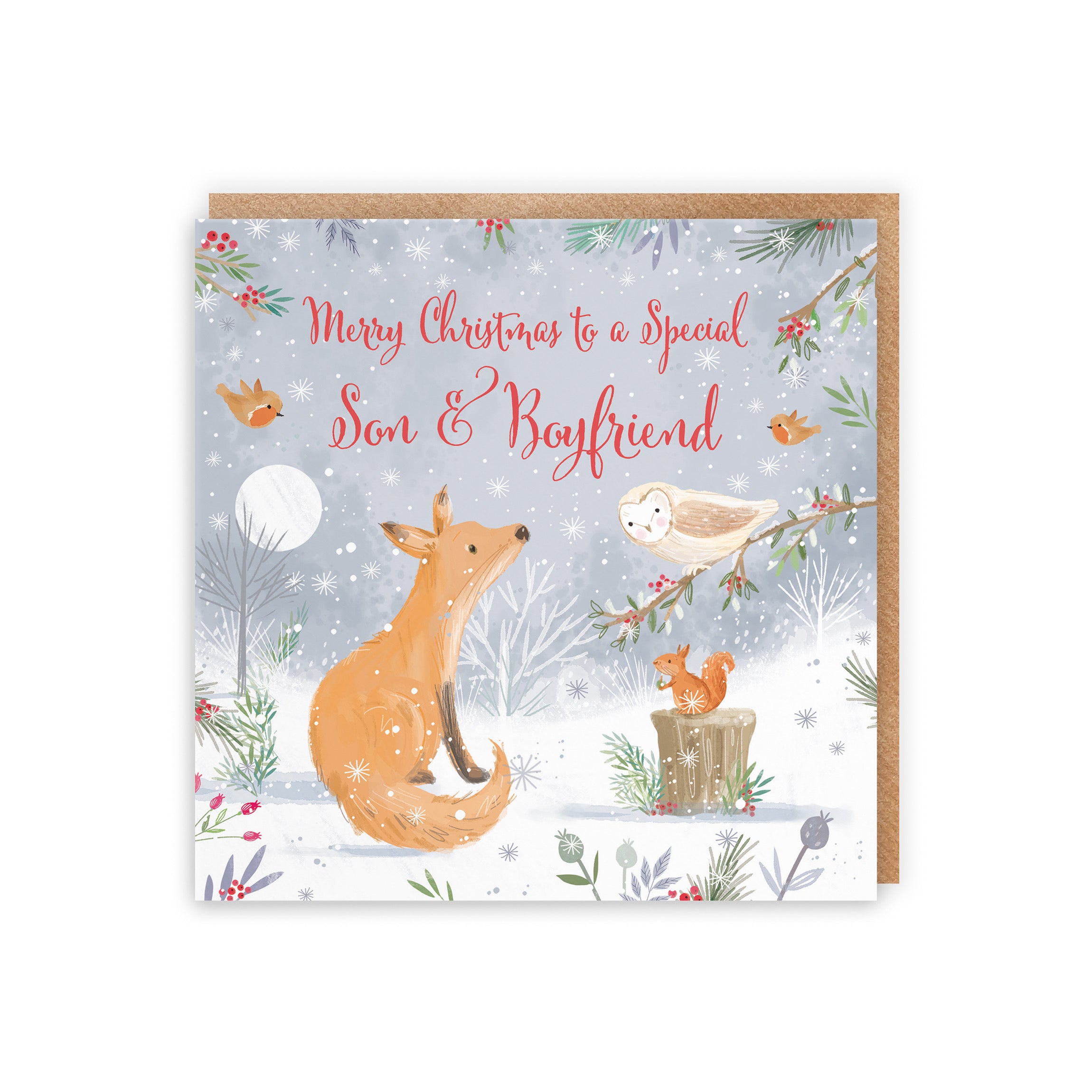 Son And Boyfriend Cute Fox Christmas Card Nature's Treasures - Default Title (B0CMJ89Z9V)