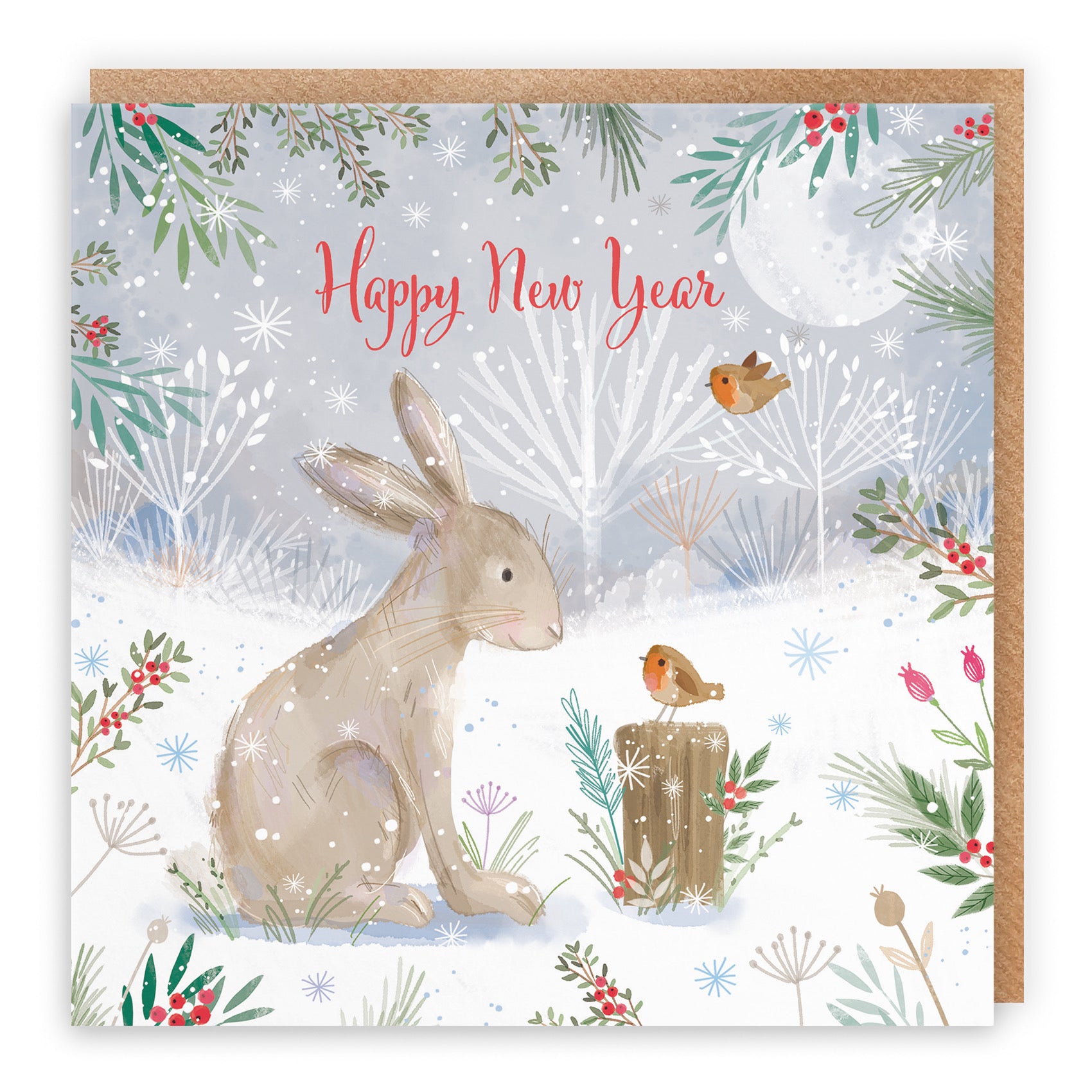 Happy New Year Cute Hare Card Nature's Treasures - Default Title (B0CMJ8CS39)