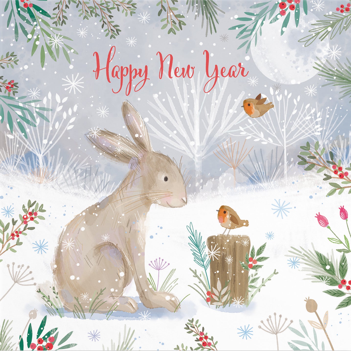 Happy New Year Cute Hare Card Nature's Treasures - Default Title (B0CMJ8CS39)
