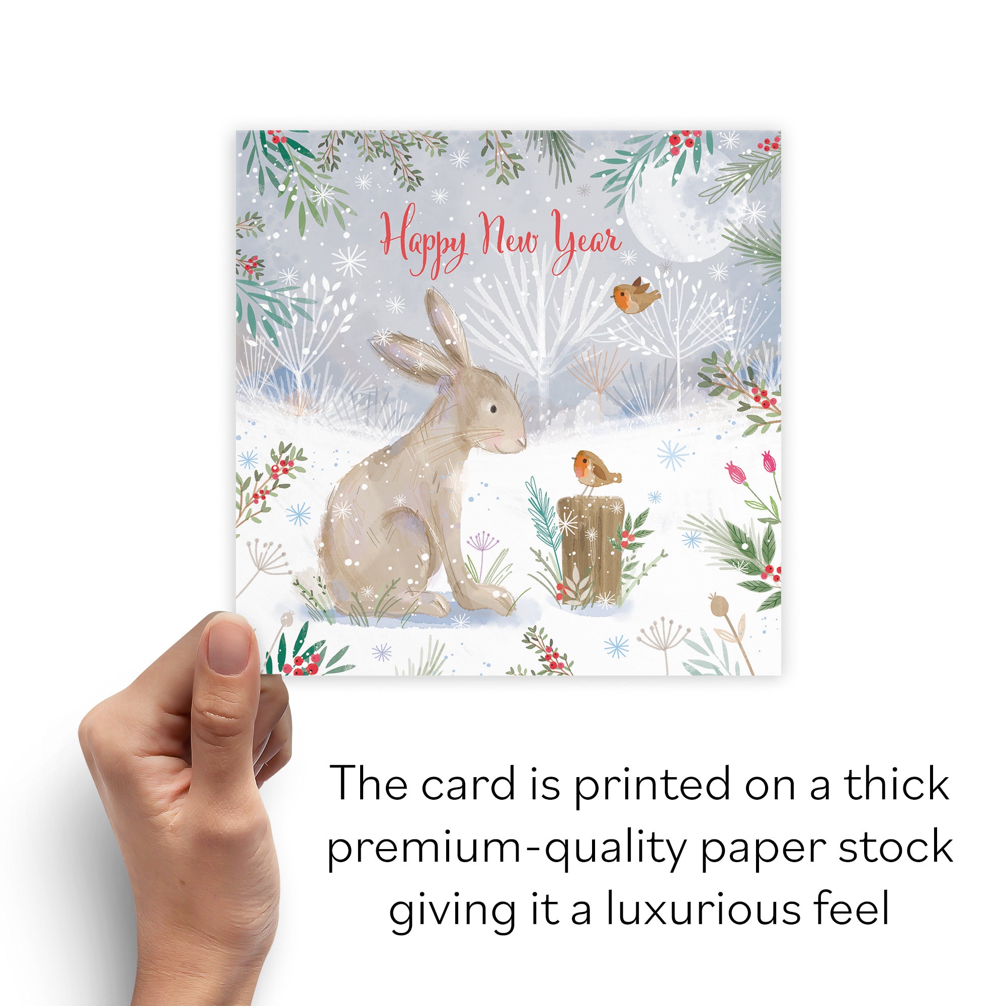 Happy New Year Cute Hare Card Nature's Treasures - Default Title (B0CMJ8CS39)