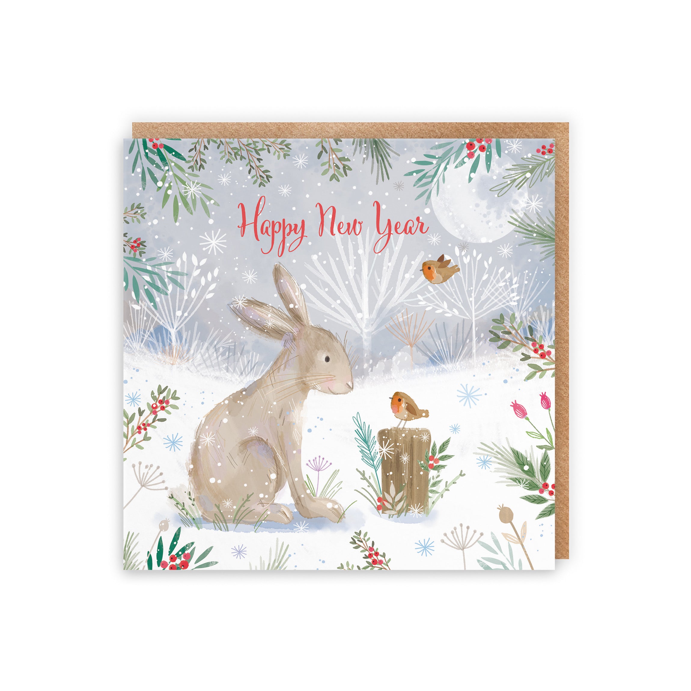 Happy New Year Cute Hare Card Nature's Treasures - Default Title (B0CMJ8CS39)