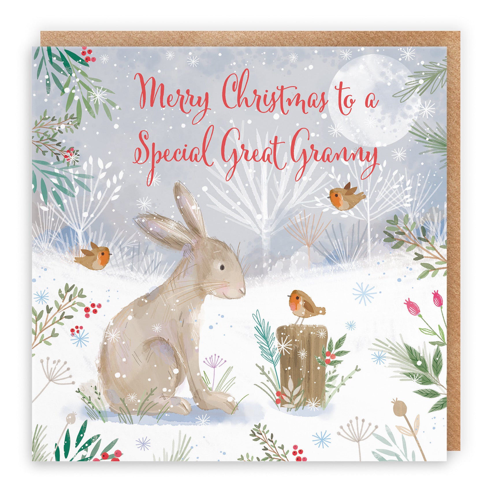 Great Granny Cute Hare Christmas Card Nature's Treasures - Default Title (B0CMJ8GH1M)