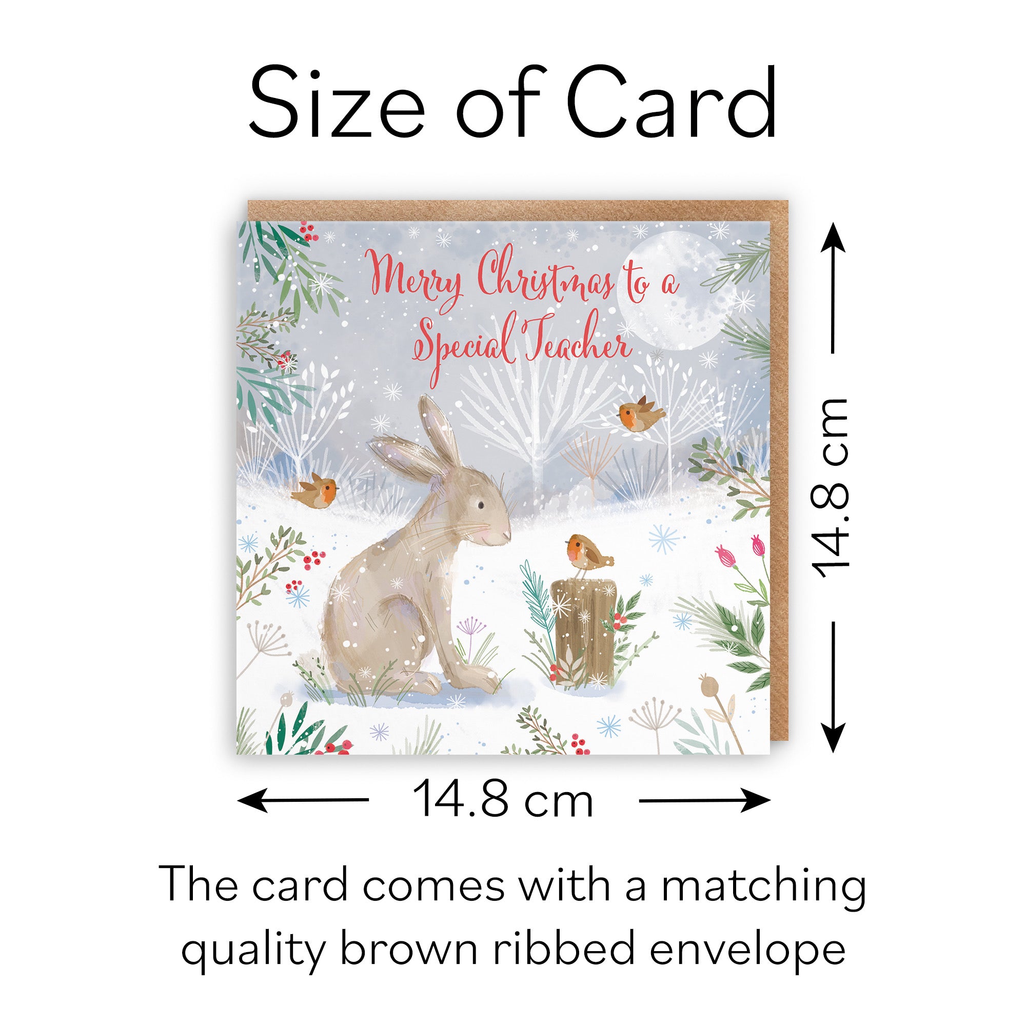 Cute Hare Teacher Christmas Card Nature's Treasures - Default Title (B0CMJ8GWVB)