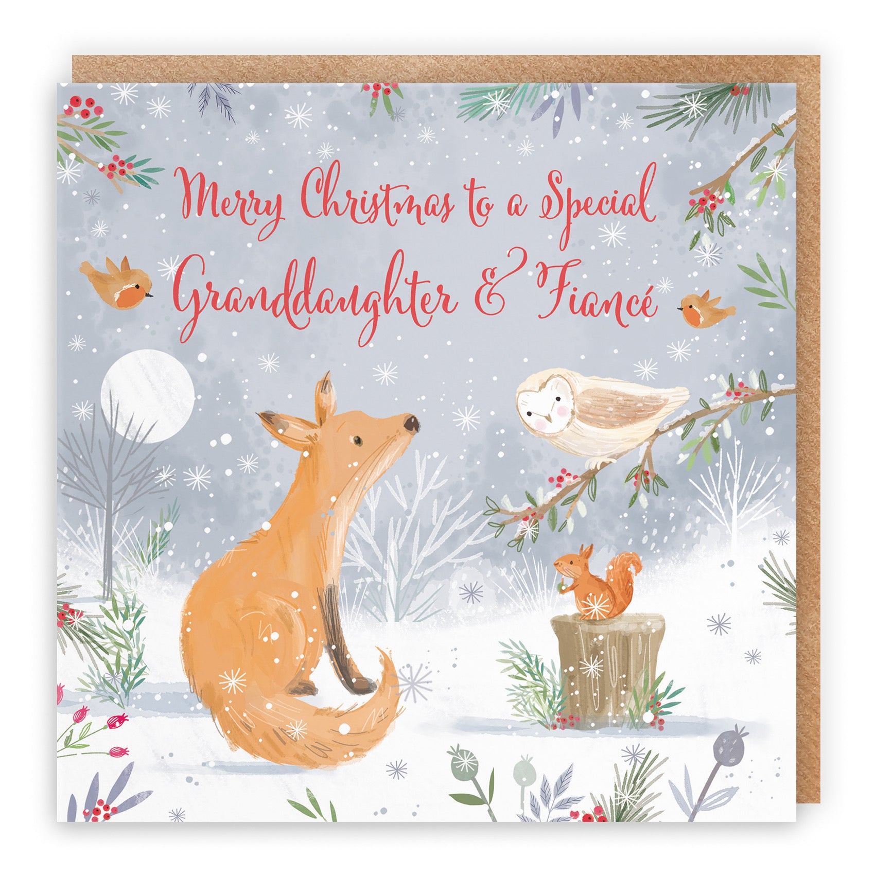 Granddaughter And Fiancé Cute Fox Christmas Card Nature's Treasures - Default Title (B0CMJ8PGH3)