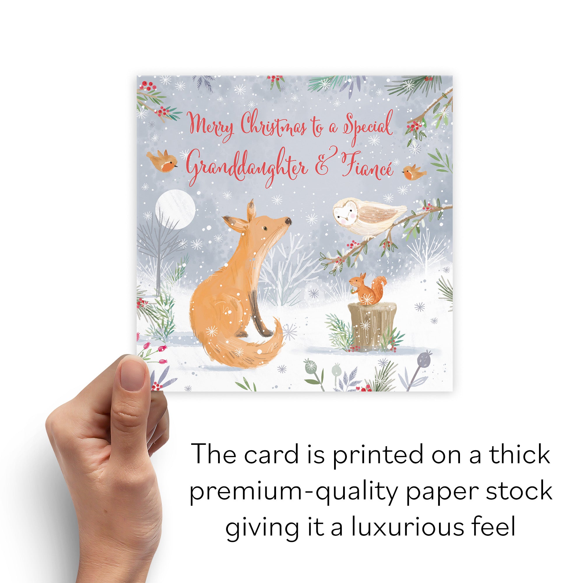 Granddaughter And Fiancé Cute Fox Christmas Card Nature's Treasures - Default Title (B0CMJ8PGH3)