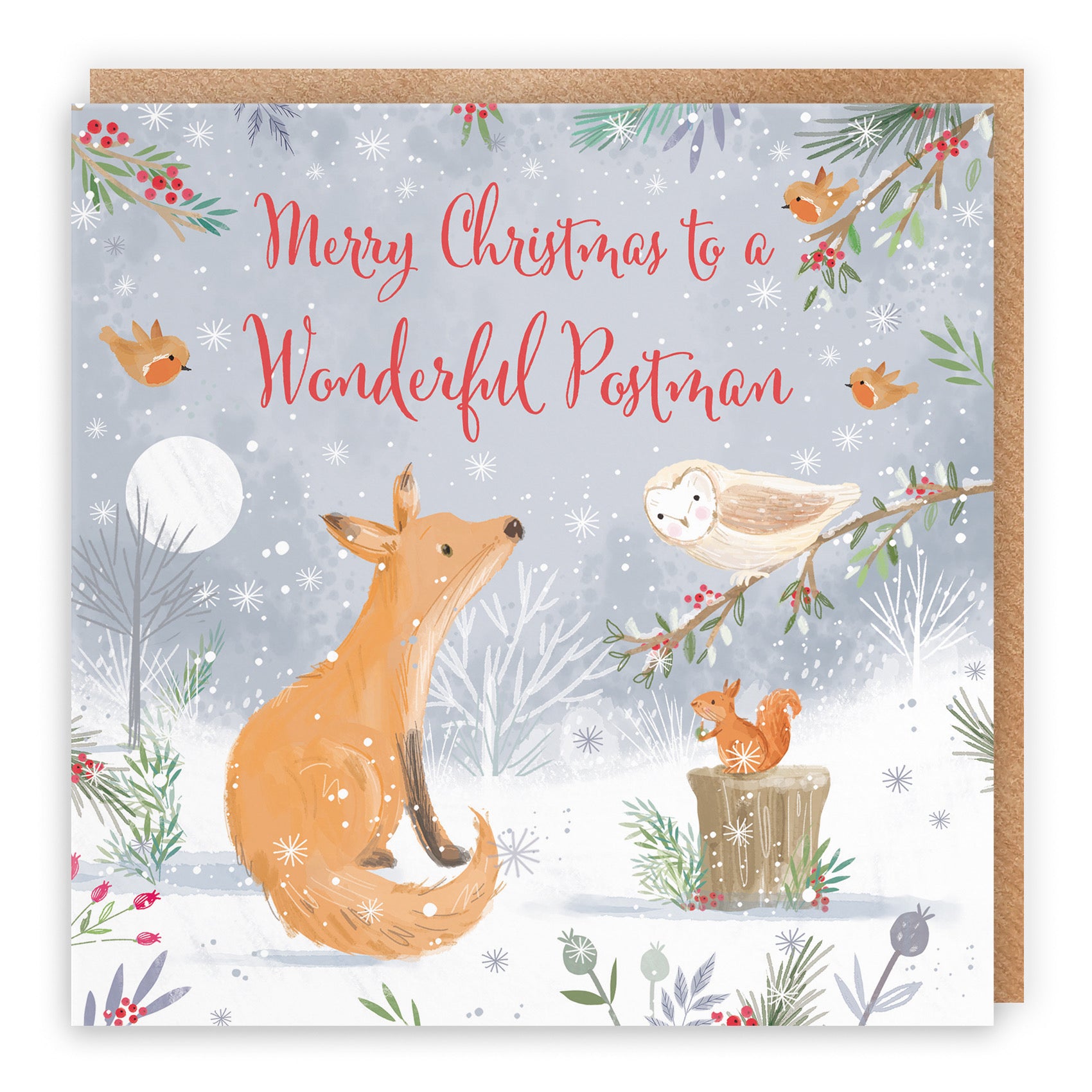 Postman Fox Christmas Card Nature's Treasures - Default Title (B0CMJ8V733)