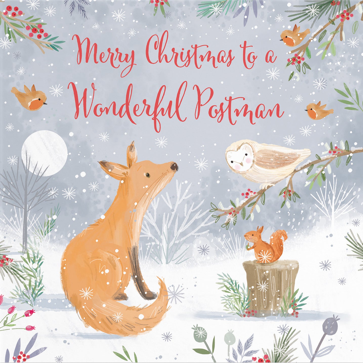 Postman Fox Christmas Card Nature's Treasures - Default Title (B0CMJ8V733)