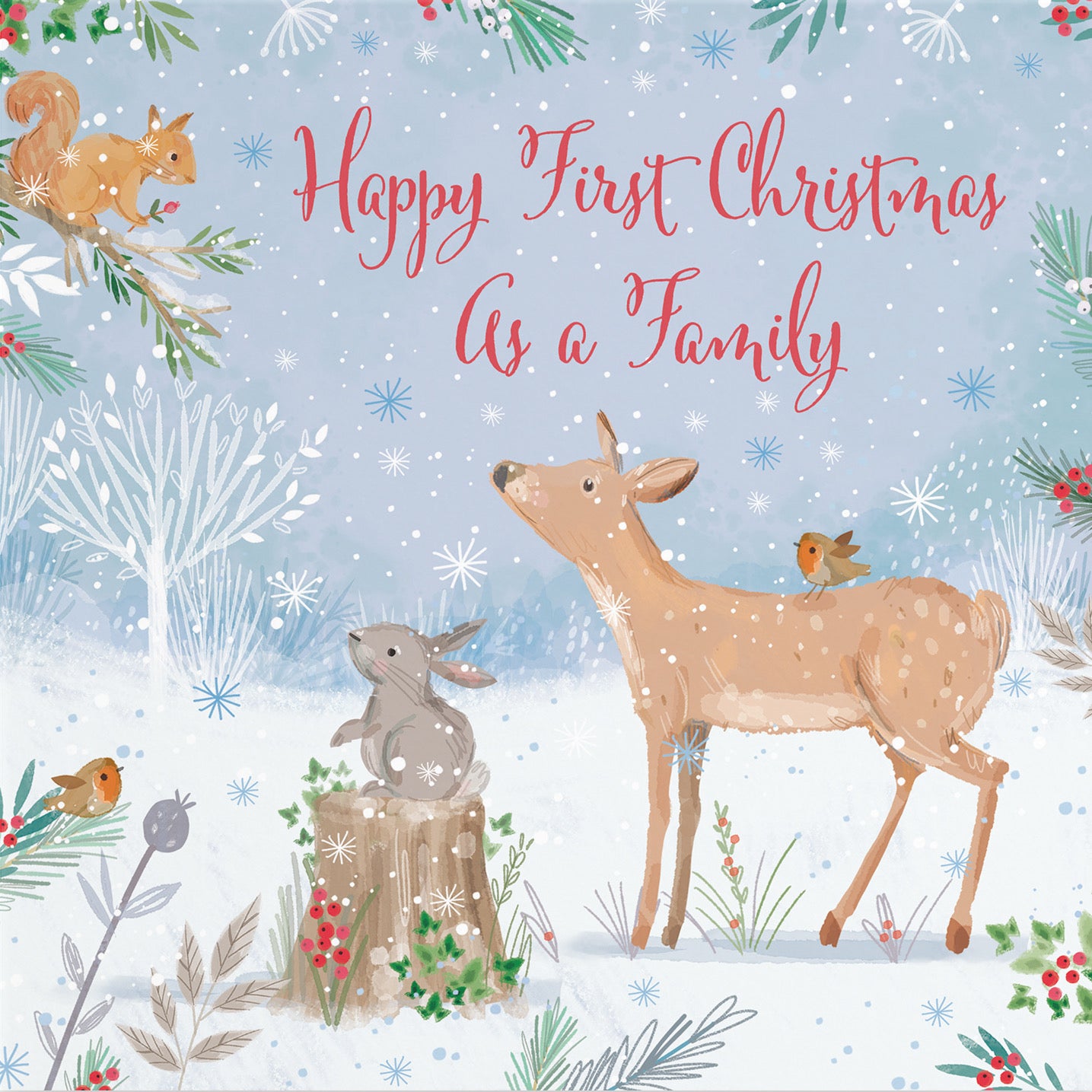 Cute Deer First Christmas As A Family Card Nature's Treasures - Default Title (B0CMJ95FBX)