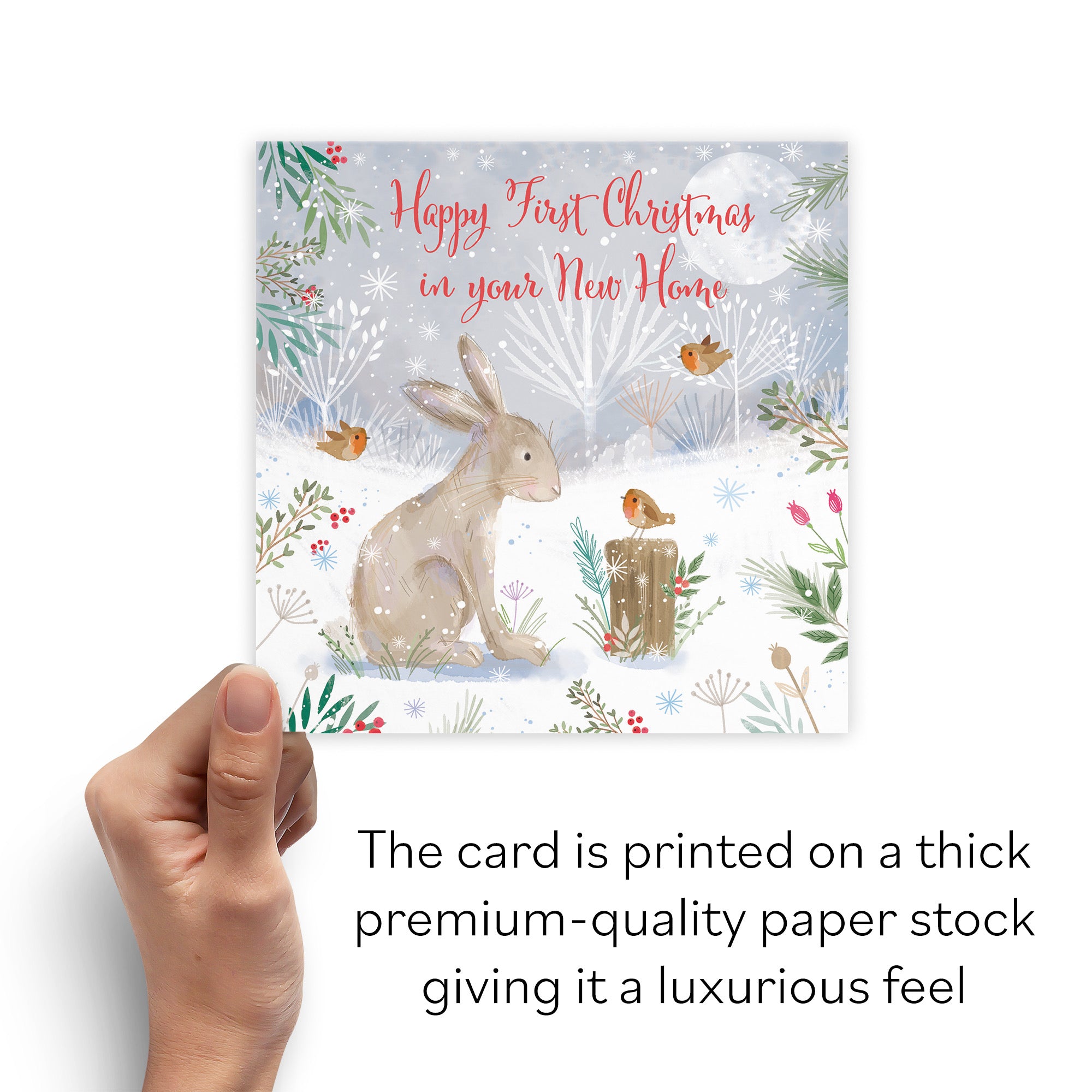 1st Christmas In Your New Home Cute Hare Card Nature's Treasures - Default Title (B0CMJ97VXB)