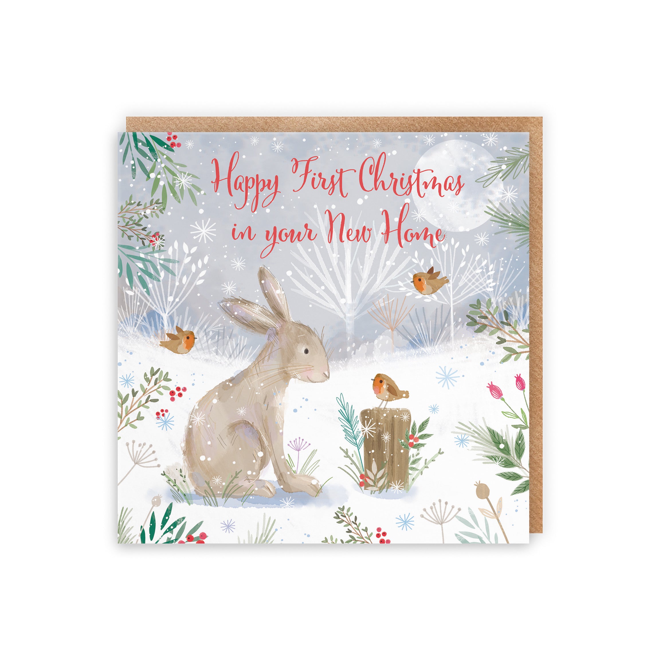 1st Christmas In Your New Home Cute Hare Card Nature's Treasures - Default Title (B0CMJ97VXB)