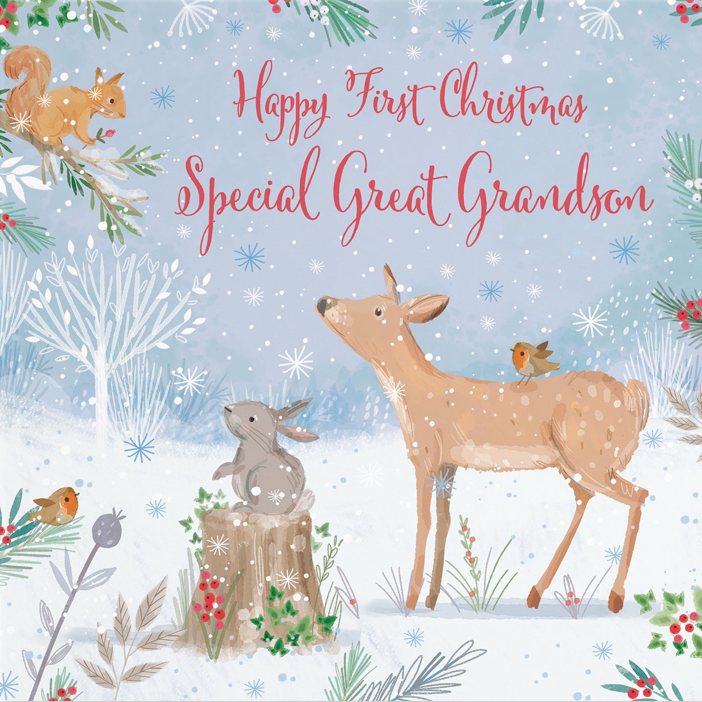 Cute Deer Great Grandson's 1st Christmas Card Nature's Treasures - Default Title (B0CMJ9NKWR)