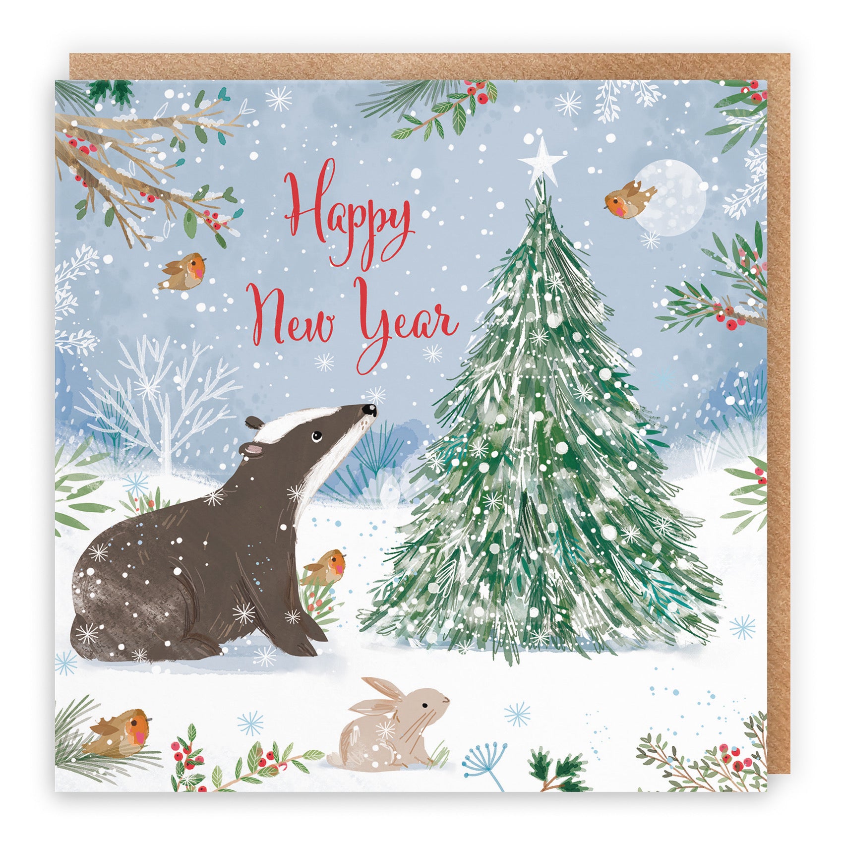 Happy New Year Cute Badger Card Nature's Treasures - Default Title (B0CMJ9TLM2)