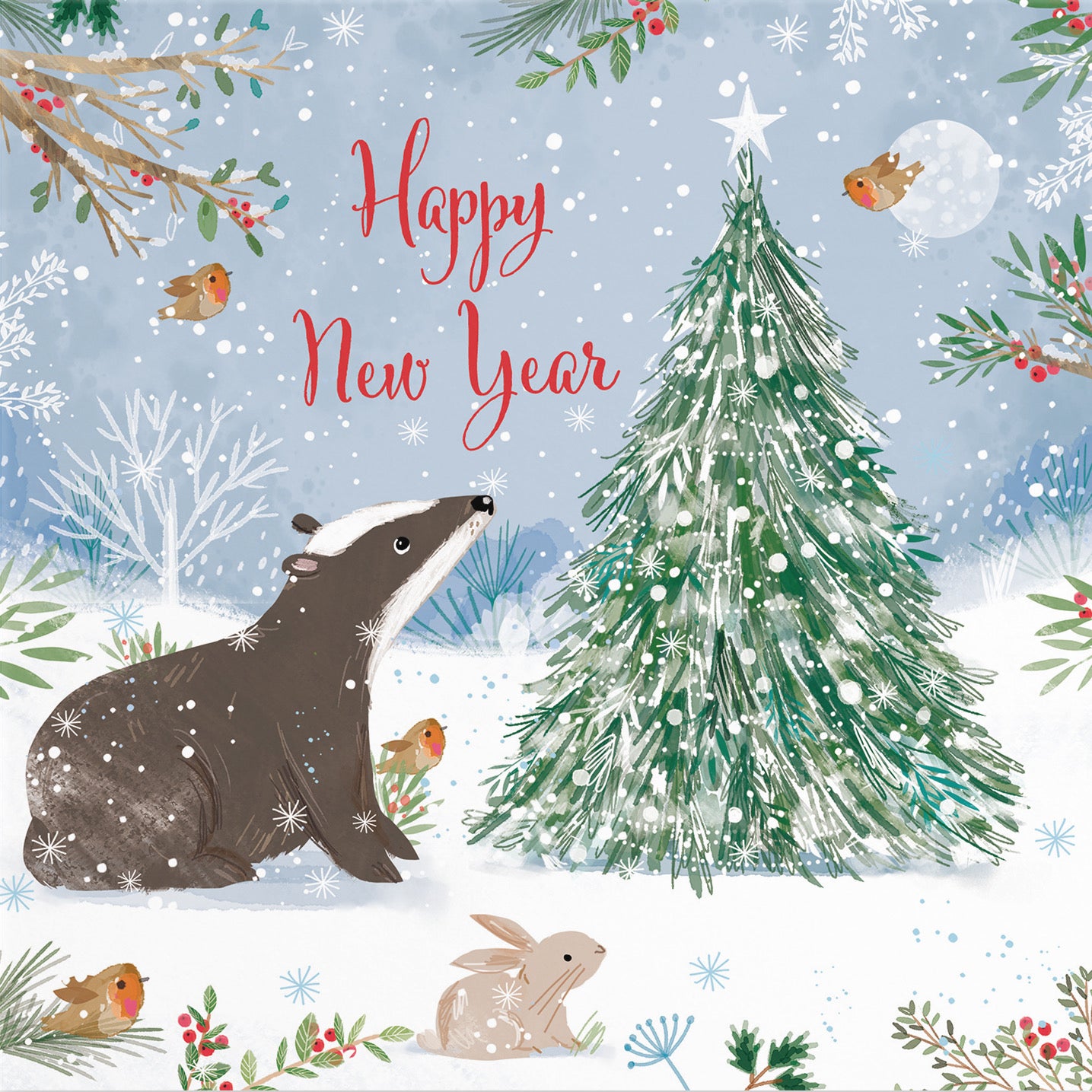 Happy New Year Cute Badger Card Nature's Treasures - Default Title (B0CMJ9TLM2)