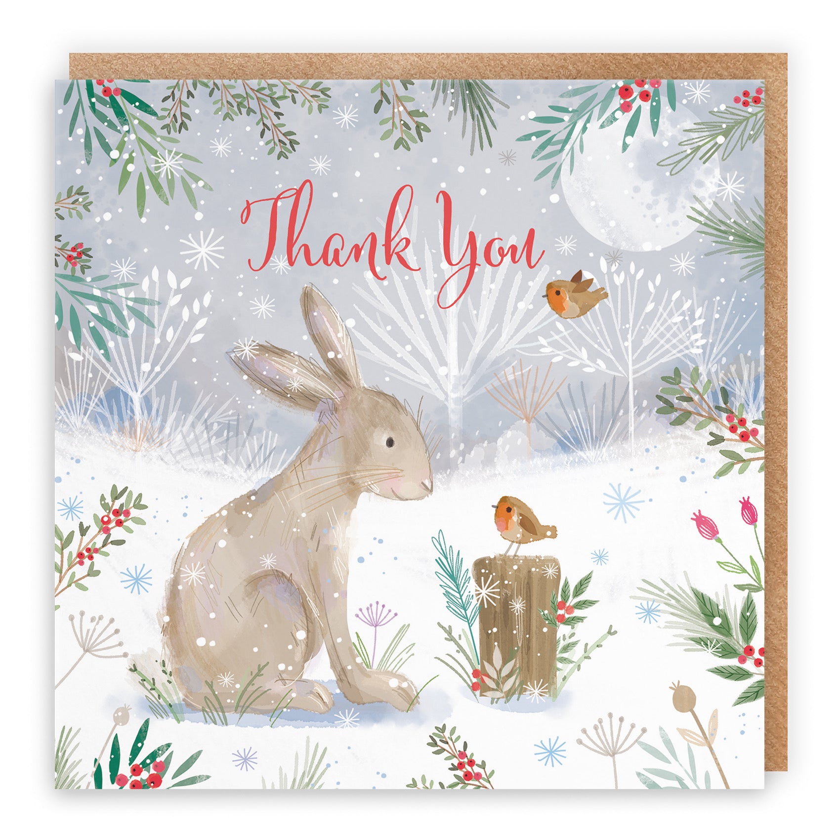 Thank You Cute Hare Christmas Card Nature's Treasures - Default Title (B0CMJ9Y2GV)