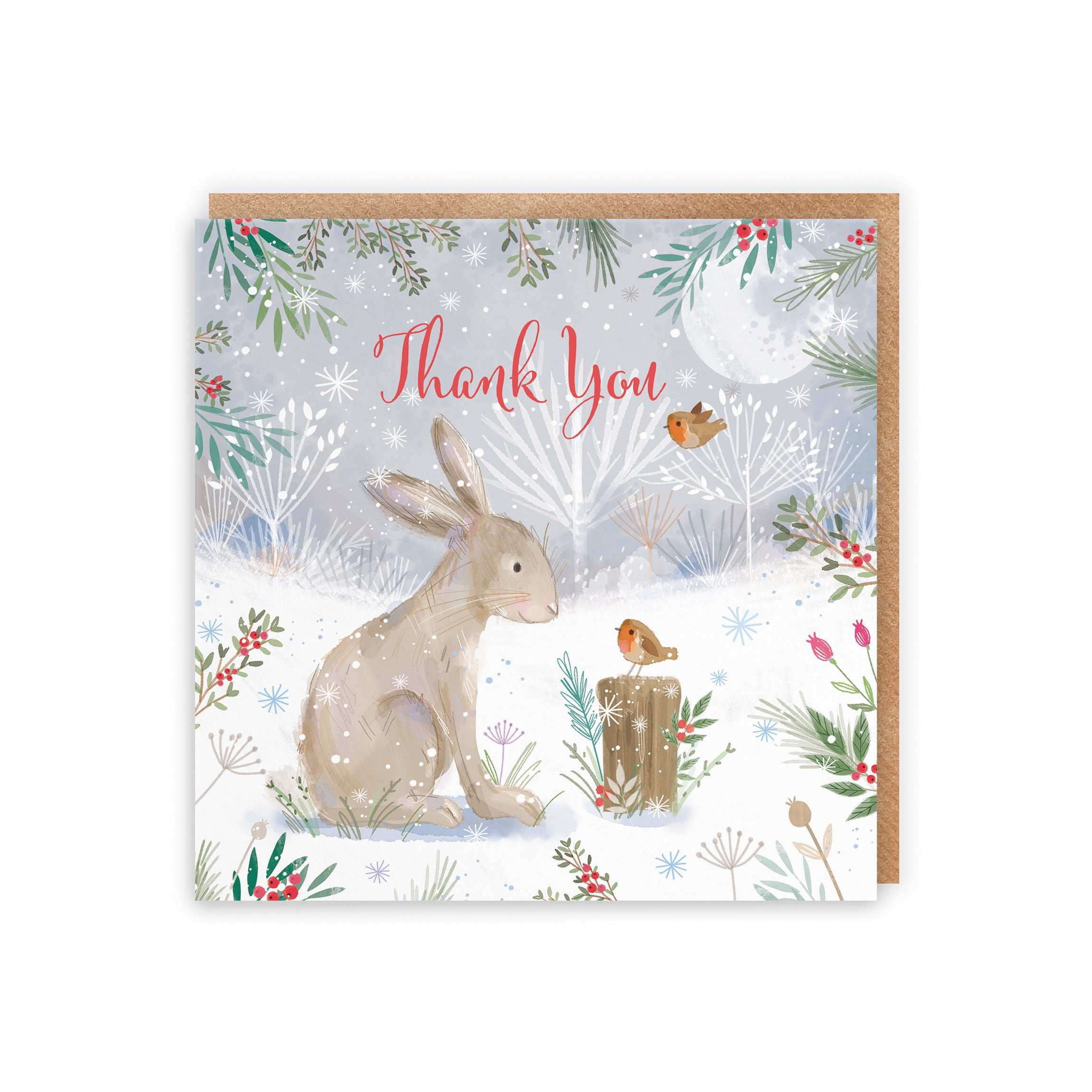 Thank You Cute Hare Christmas Card Nature's Treasures - Default Title (B0CMJ9Y2GV)