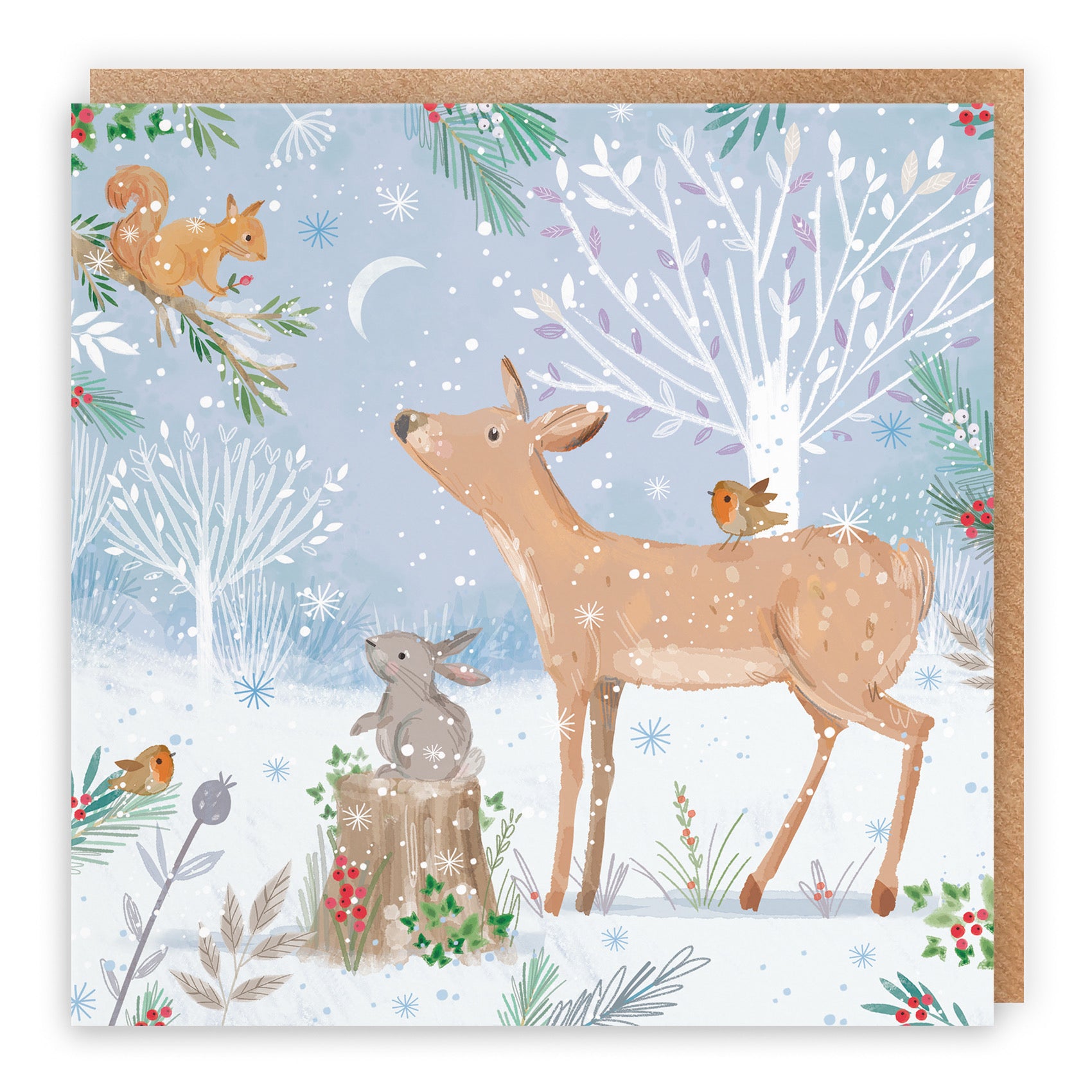 Deer Family Fun Christmas Card Nature's Treasures - Default Title (B0CMJB6QGJ)