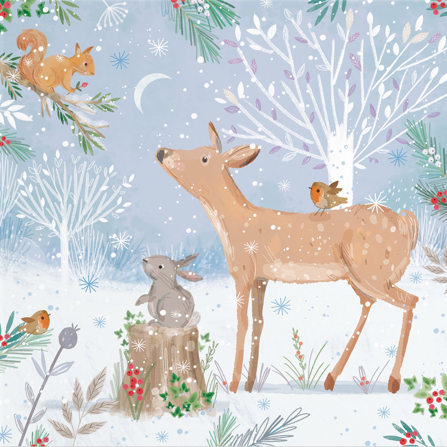 Deer Family Fun Christmas Card Nature's Treasures - Default Title (B0CMJB6QGJ)