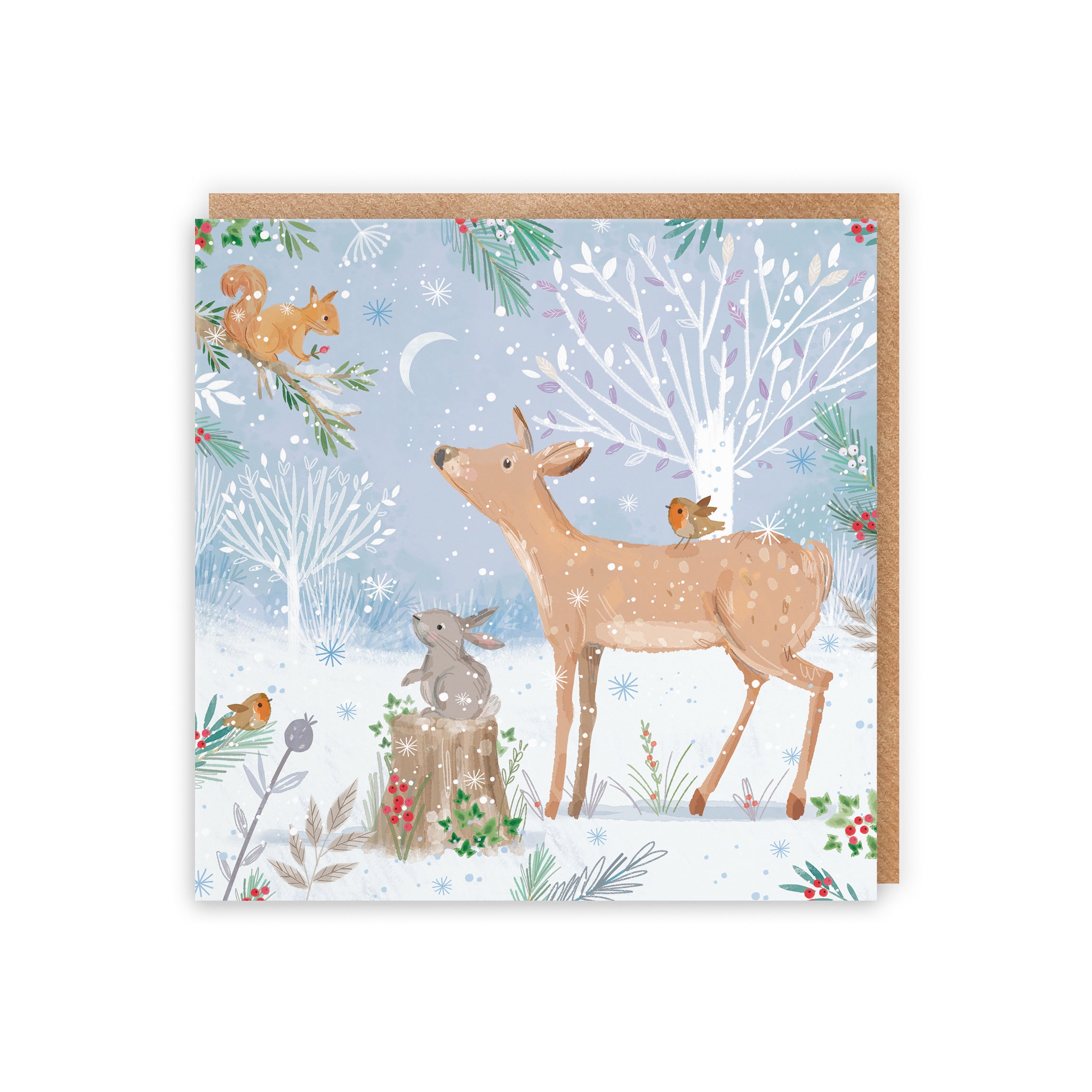 Deer Family Fun Christmas Card Nature's Treasures - Default Title (B0CMJB6QGJ)