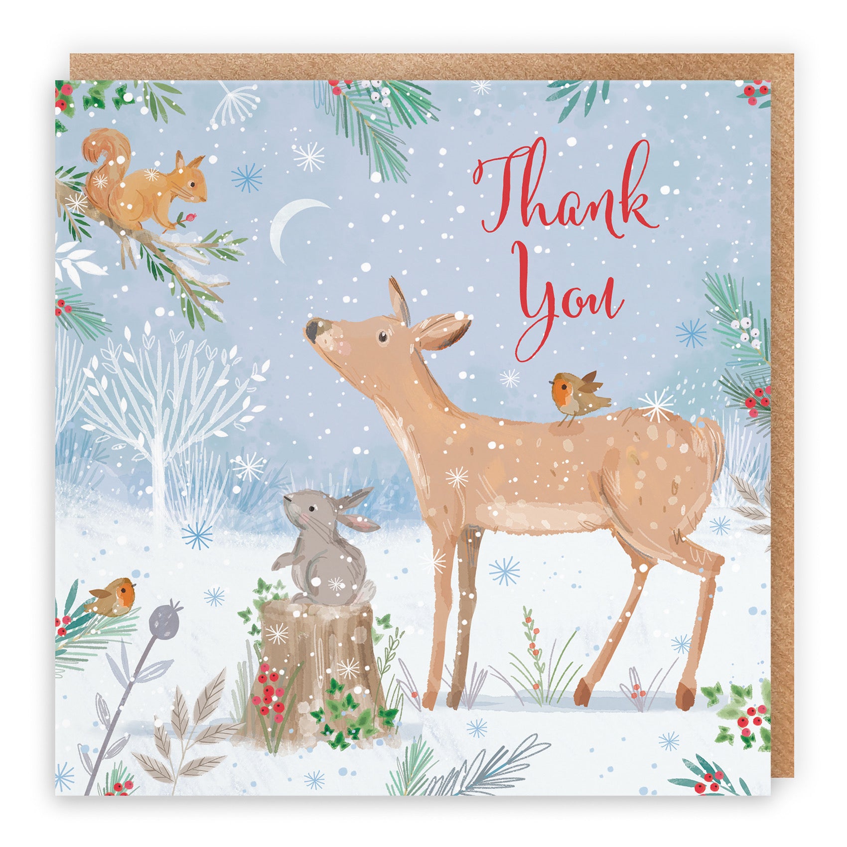 Thank You Cute Deer Christmas Card Nature's Treasures - Default Title (B0CMJB7MDT)