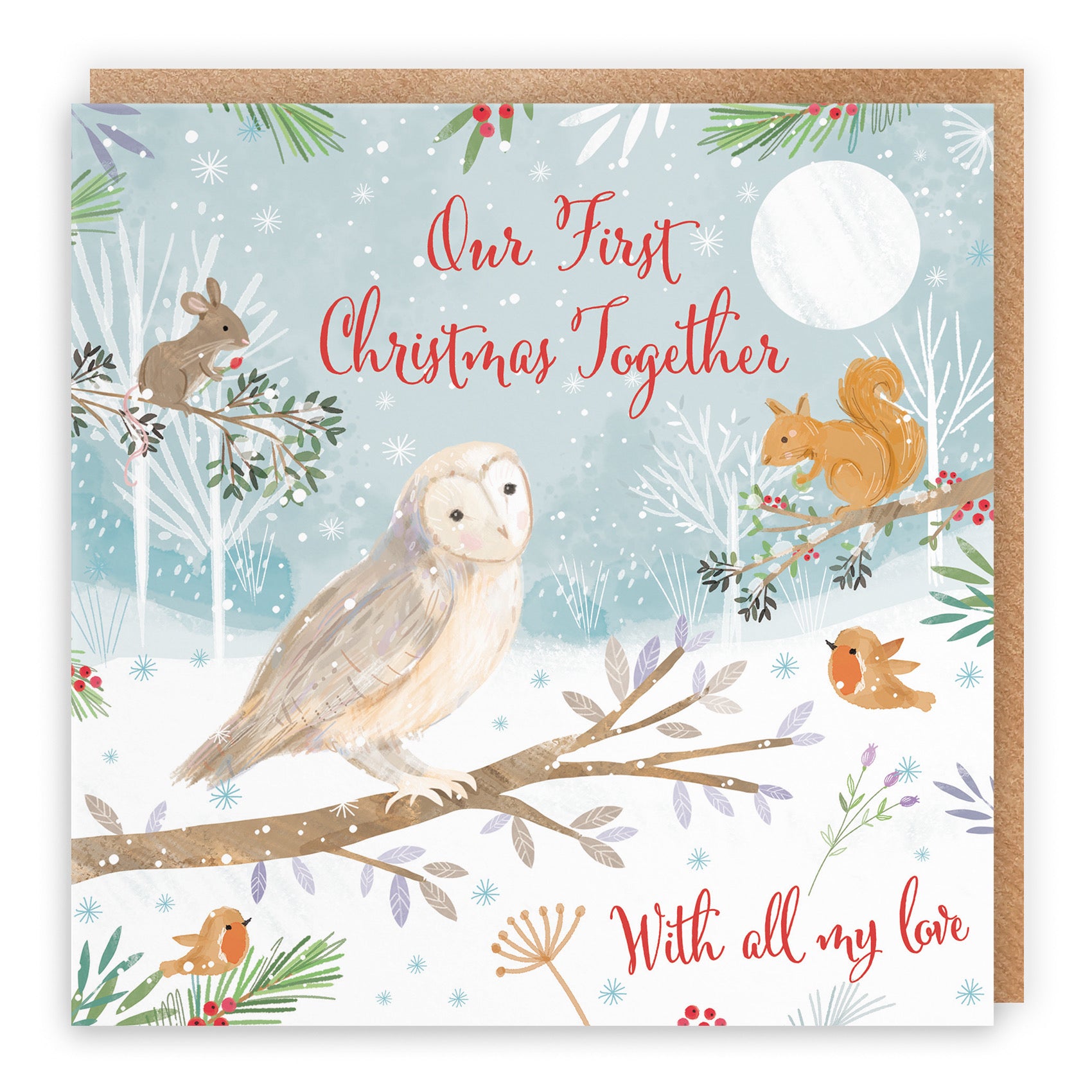 Our First Christmas Together Cute Owl Christmas Card Nature's Treasures - Default Title (B0CMJB7RNC)