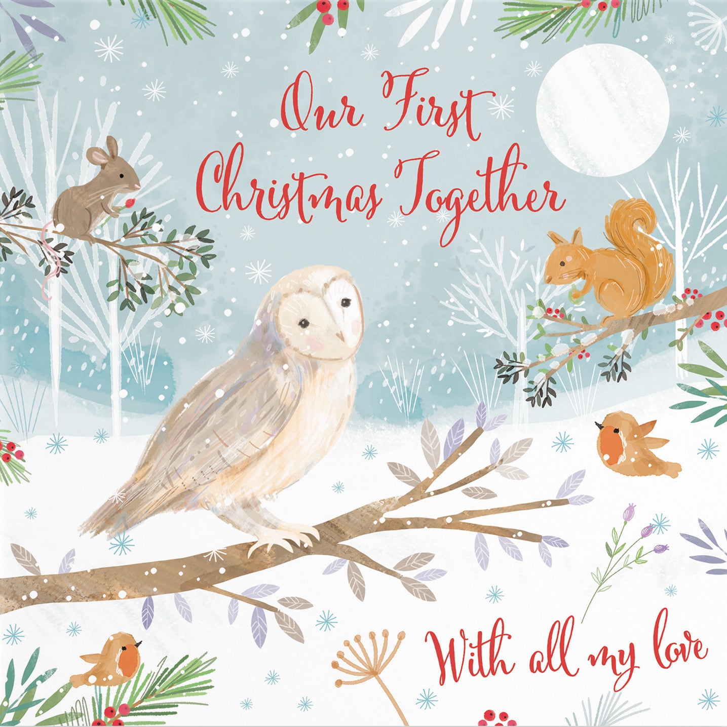 Our First Christmas Together Cute Owl Christmas Card Nature's Treasures - Default Title (B0CMJB7RNC)