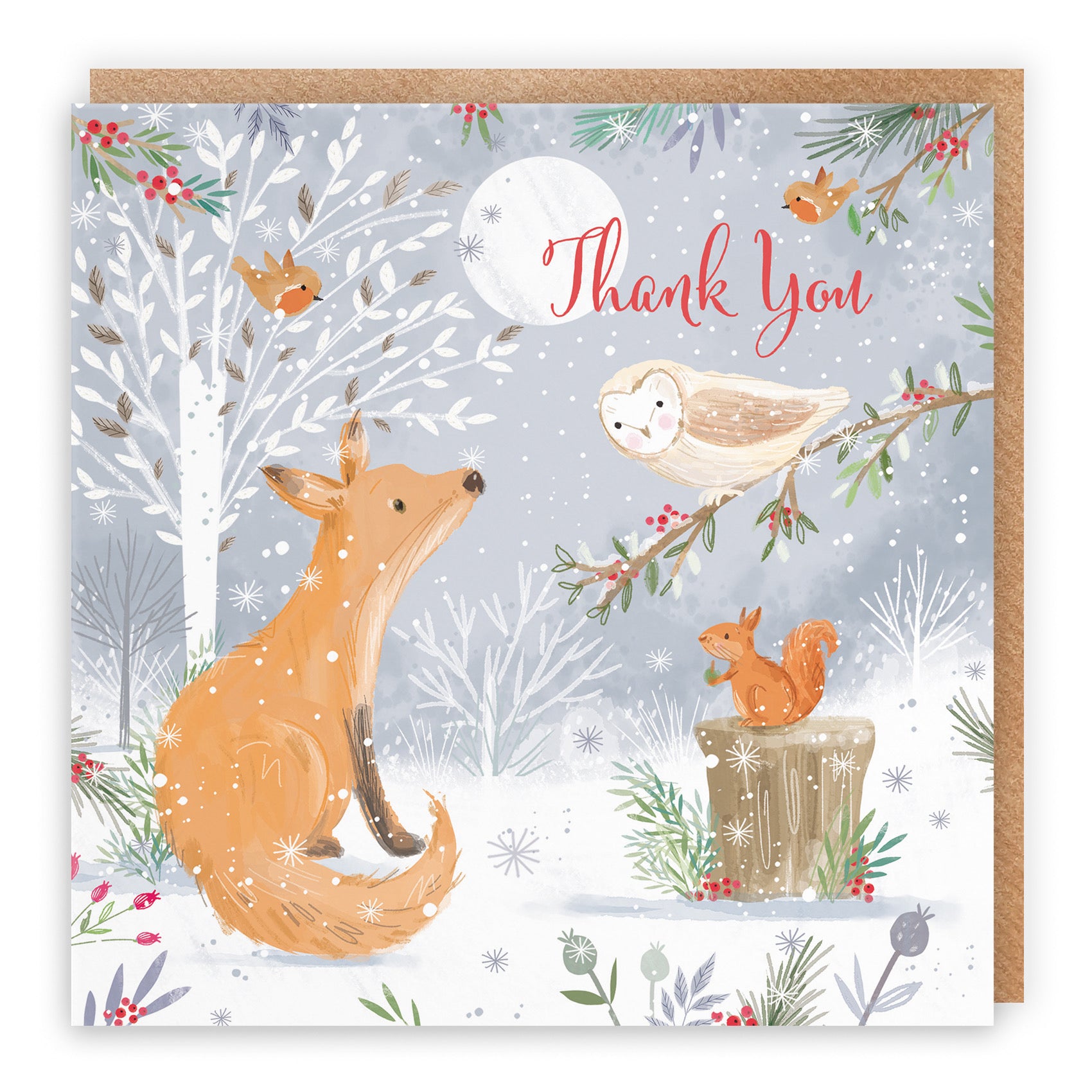 Thank You Cute Fox Christmas Card Nature's Treasures - Default Title (B0CMJB7RNF)