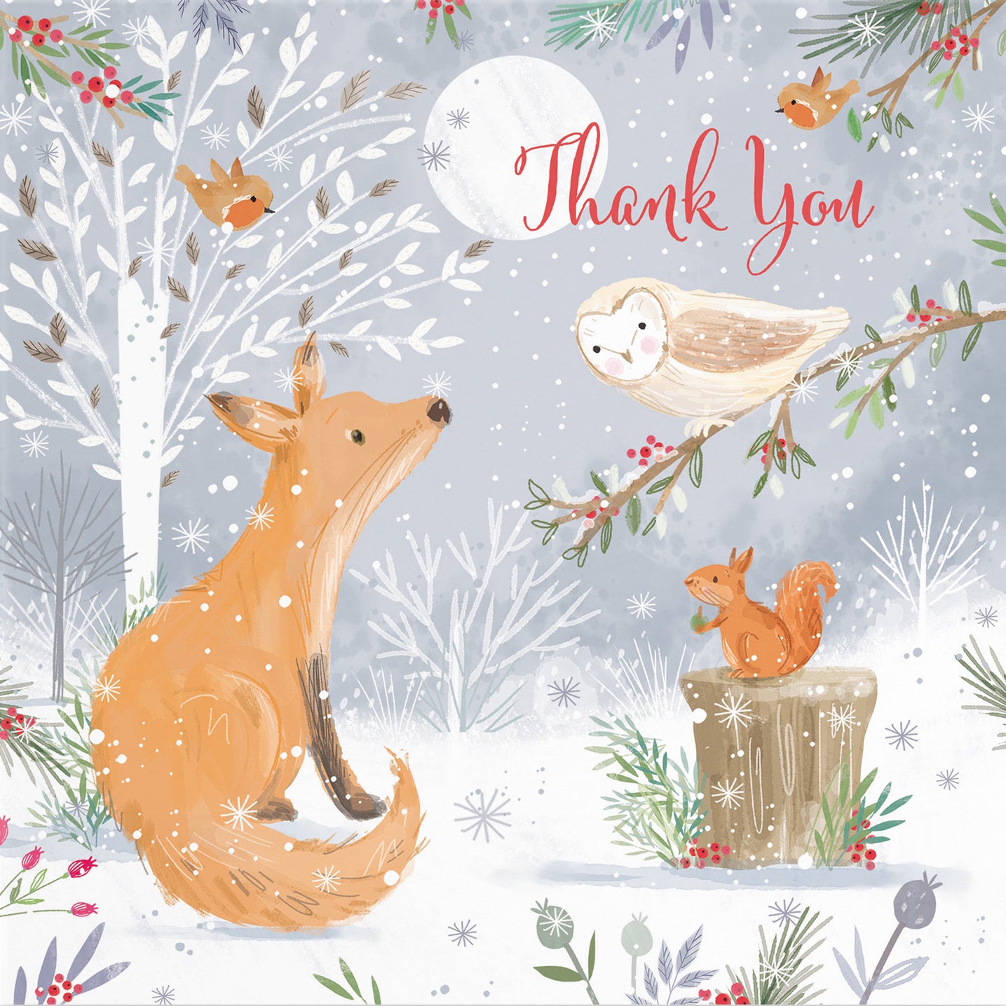 Thank You Cute Fox Christmas Card Nature's Treasures - Default Title (B0CMJB7RNF)