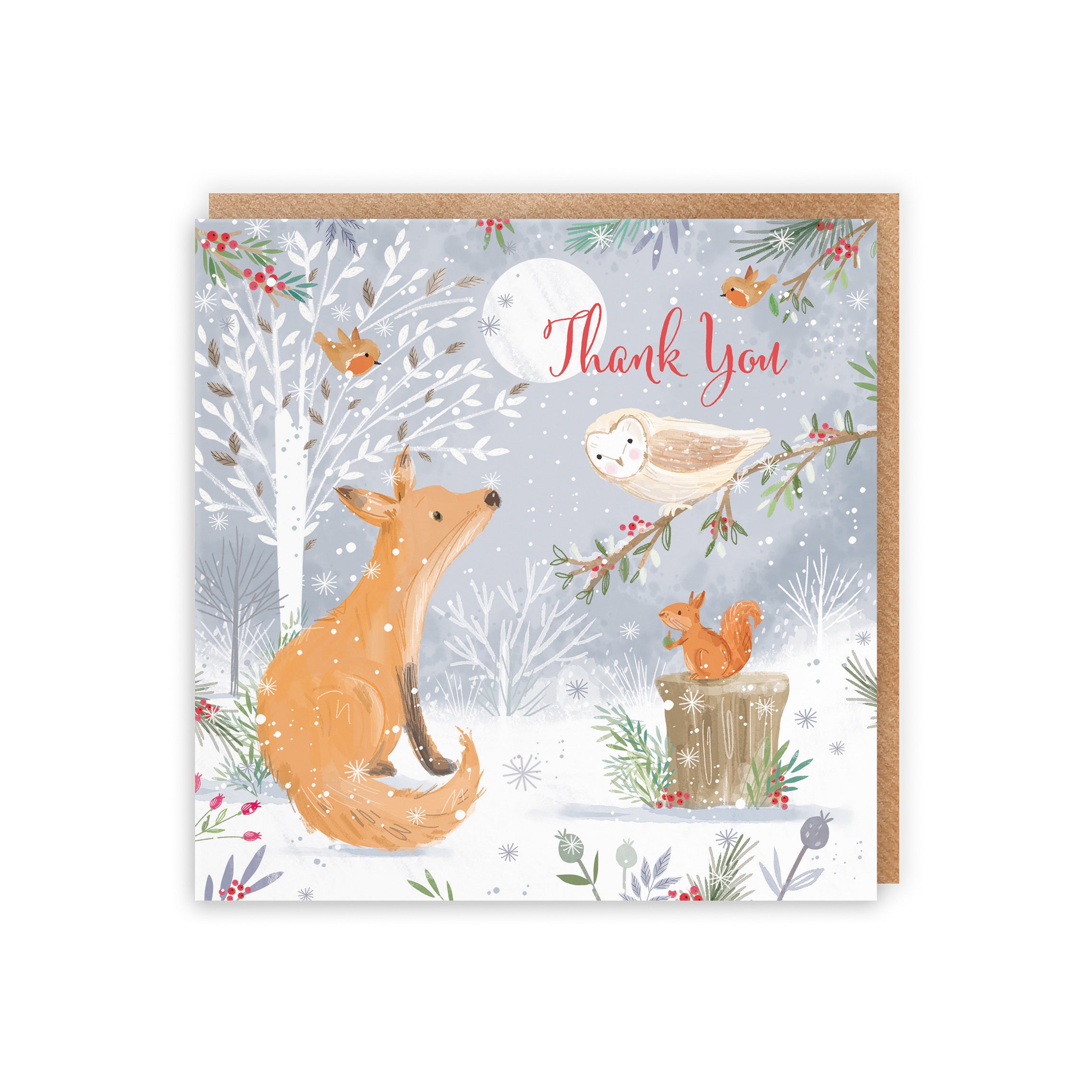 Thank You Cute Fox Christmas Card Nature's Treasures - Default Title (B0CMJB7RNF)